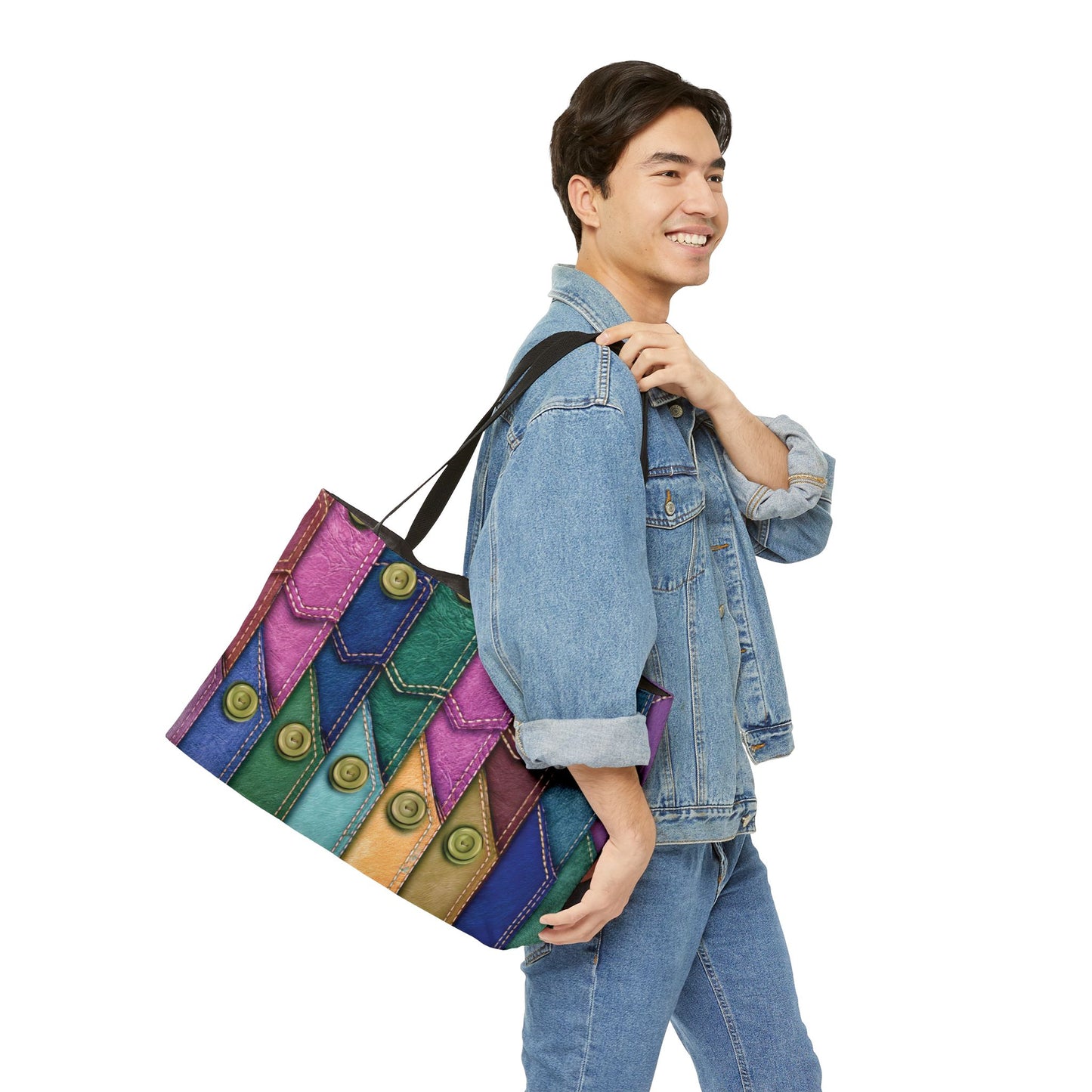 Denim Print Yoga Bag High-Quality 100% Spun Polyester 24x13 Canvas Gym Bag 38