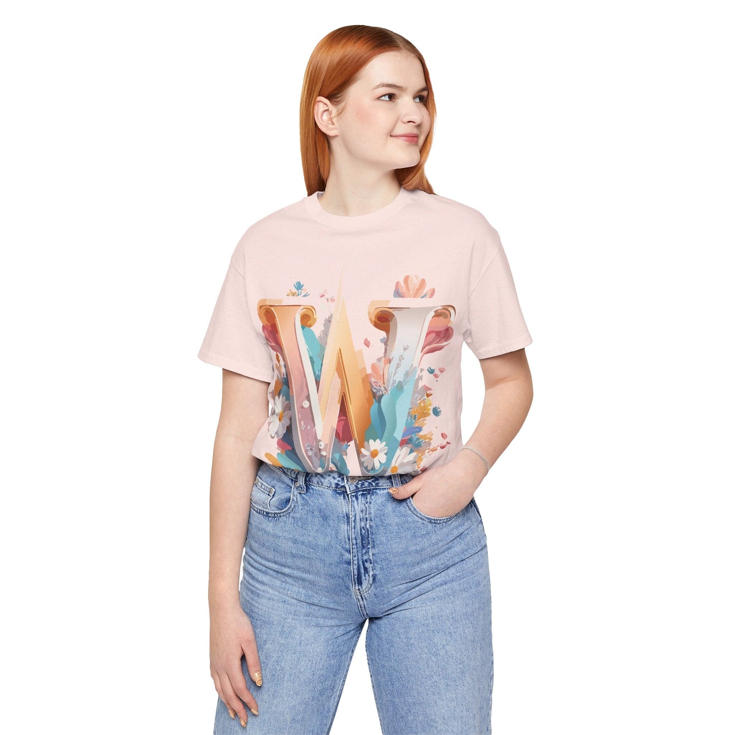 Letter W Shirt Graphic Tee Unisex Jersey Short Sleeve Vintage Inspired Art Adelpha Design