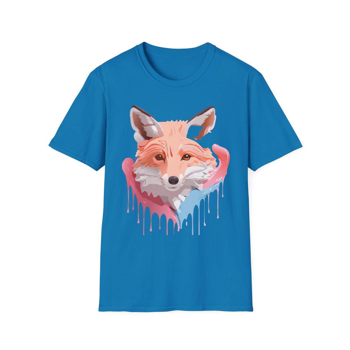 Watercolor Fox Face T-Shirt | Drip Paint Fox Tee