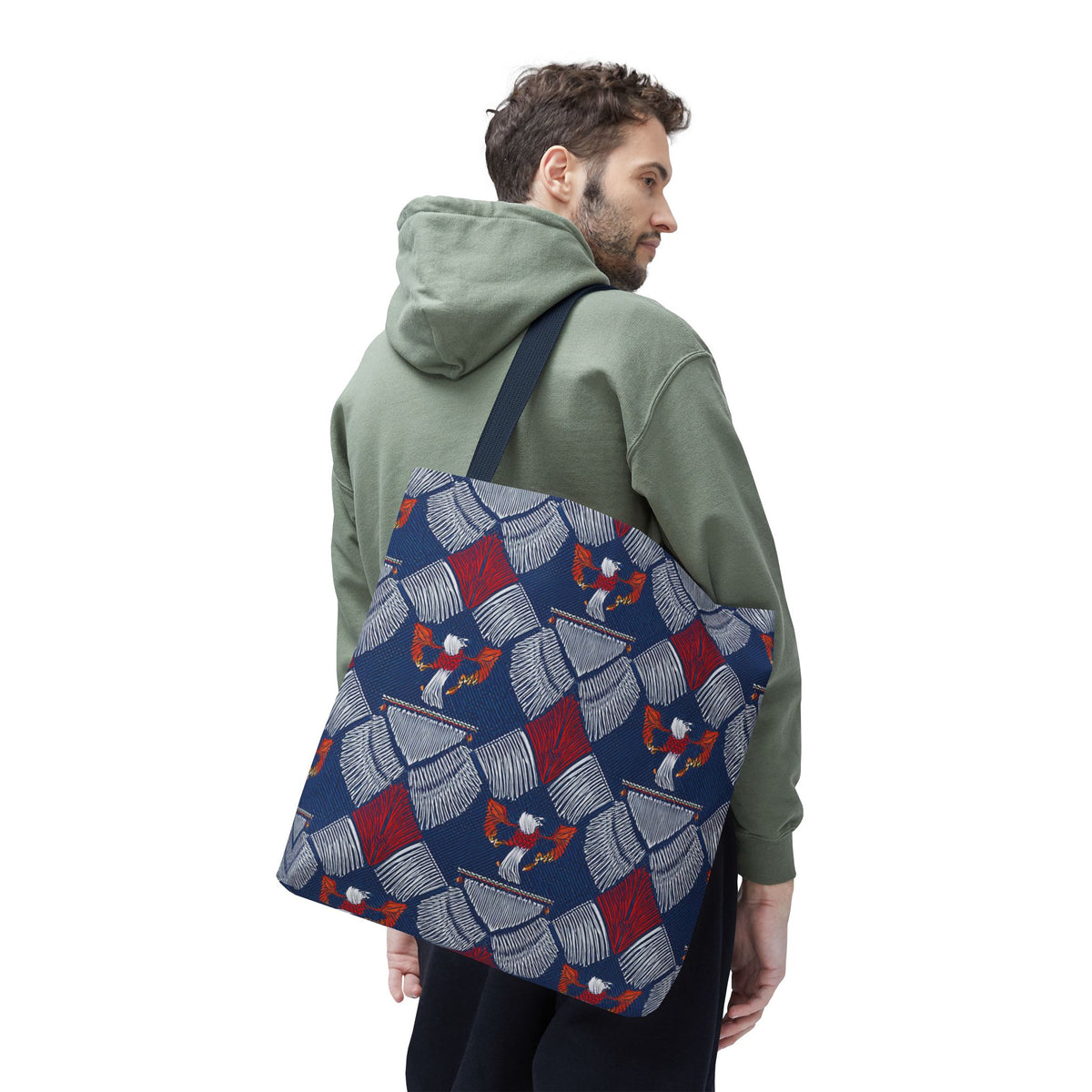 4th of July Graphic Denim Fabric Imitation Print Unisex Canvas Bag Poly Spun 3 Sizes Tote Bag 200-3