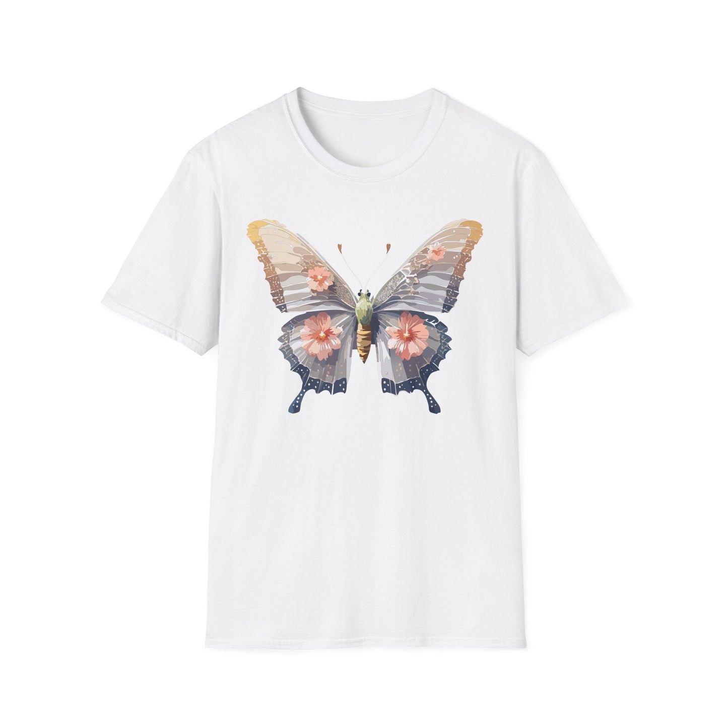 Butterfly T Shirt Unisex Monarch Design Gildan Softstyle 64000 100 Percent Ring Spun Cotton