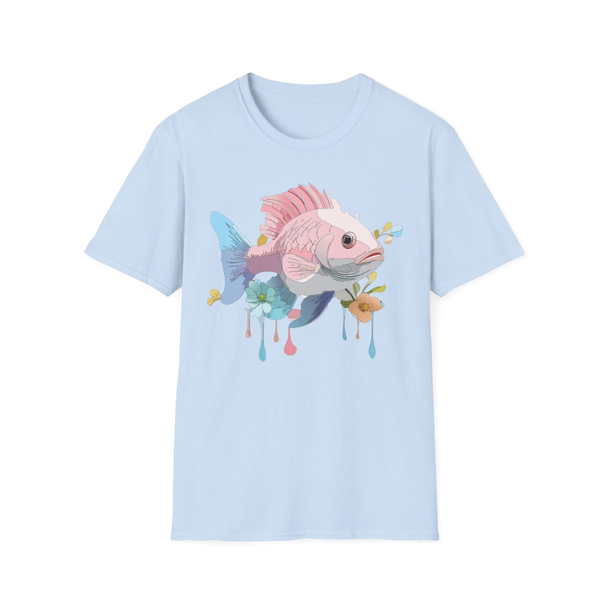 Pastel Fish Illustration T-Shirt | Pink Blue Tropical Fish Art