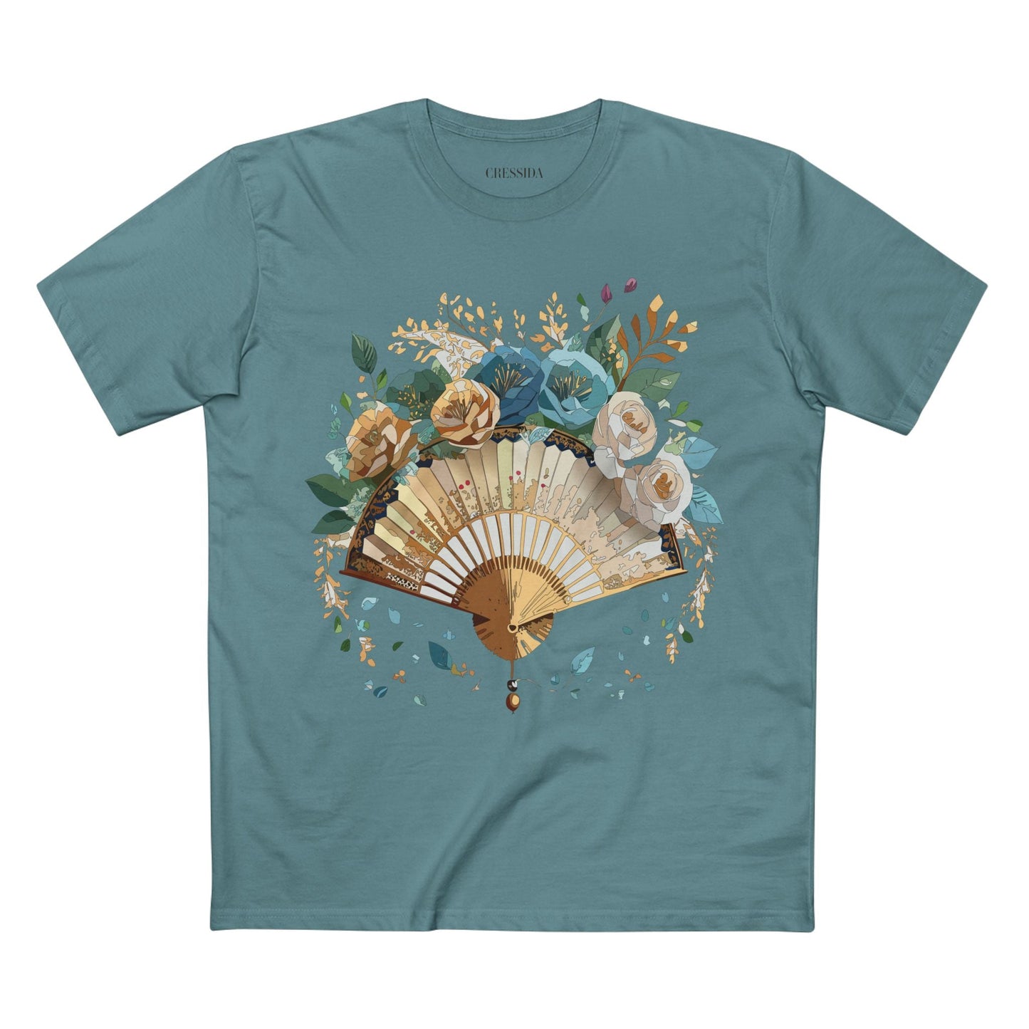 Antique Fan Graphic Design T-Shirt Unisex 100 Cotton Floral Carnival Artwork Tee 4