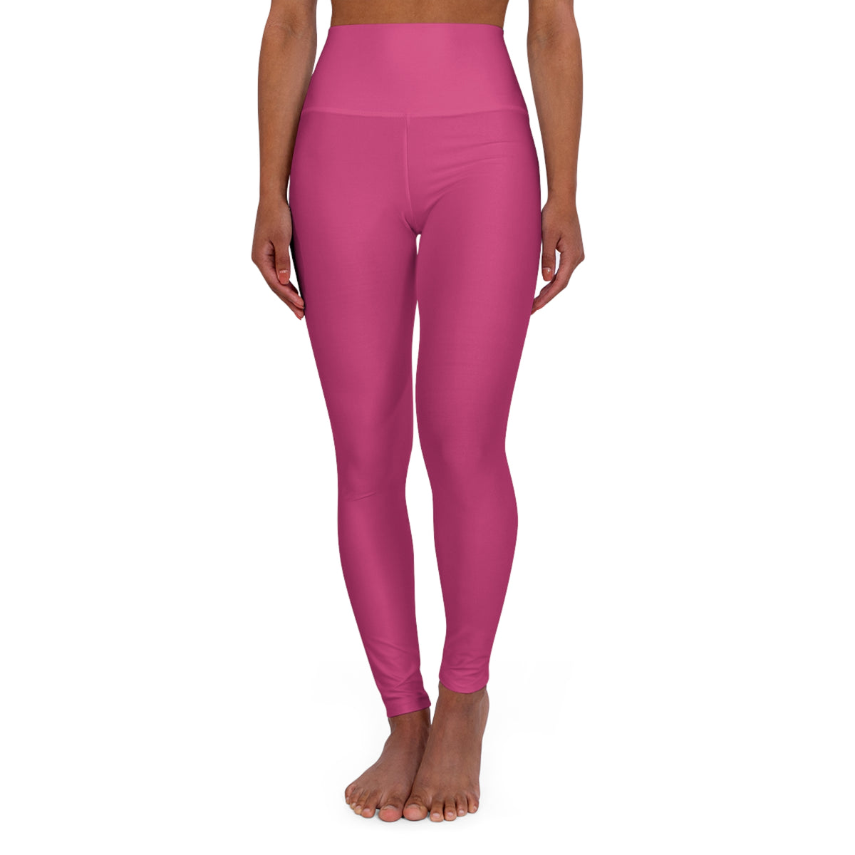High-Waist Rose Punch Yoga Leggings Women's Seamless Poly-Span Stretchy Hot Pink Activewear
