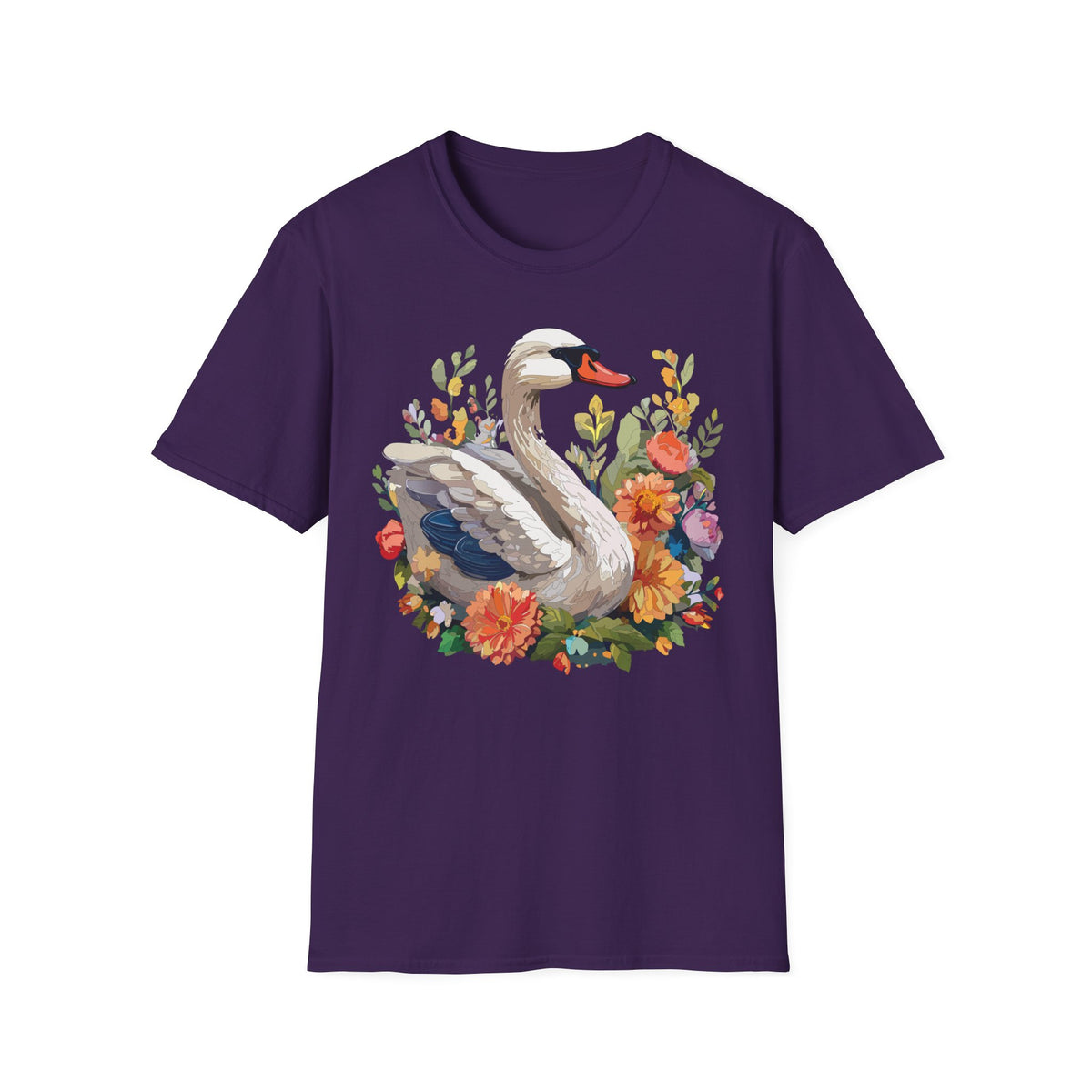 Swan Floral Illustration T-Shirt | Swans, Flowers, Botanical Art