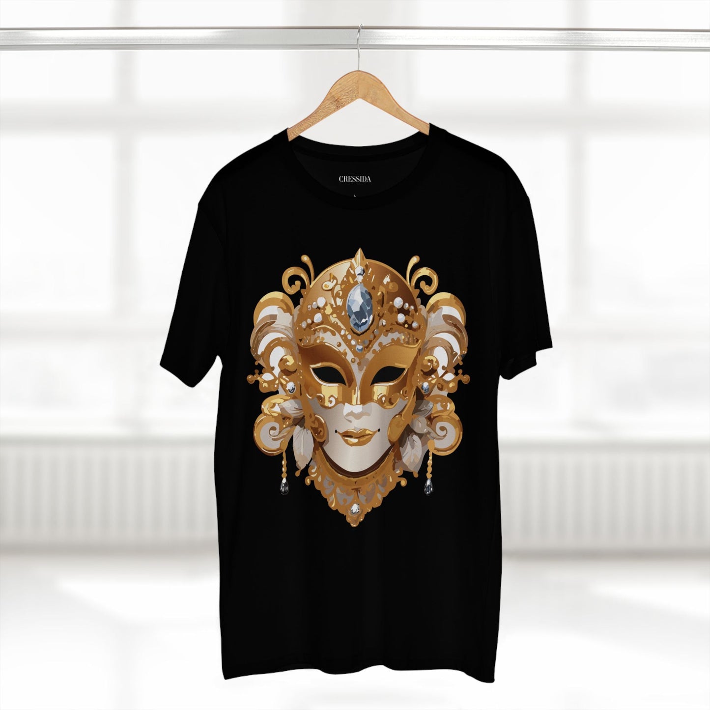 Carnival Mask Graphic T-Shirt Unisex 100 Cotton With Antique Gold Art Design Tee 23