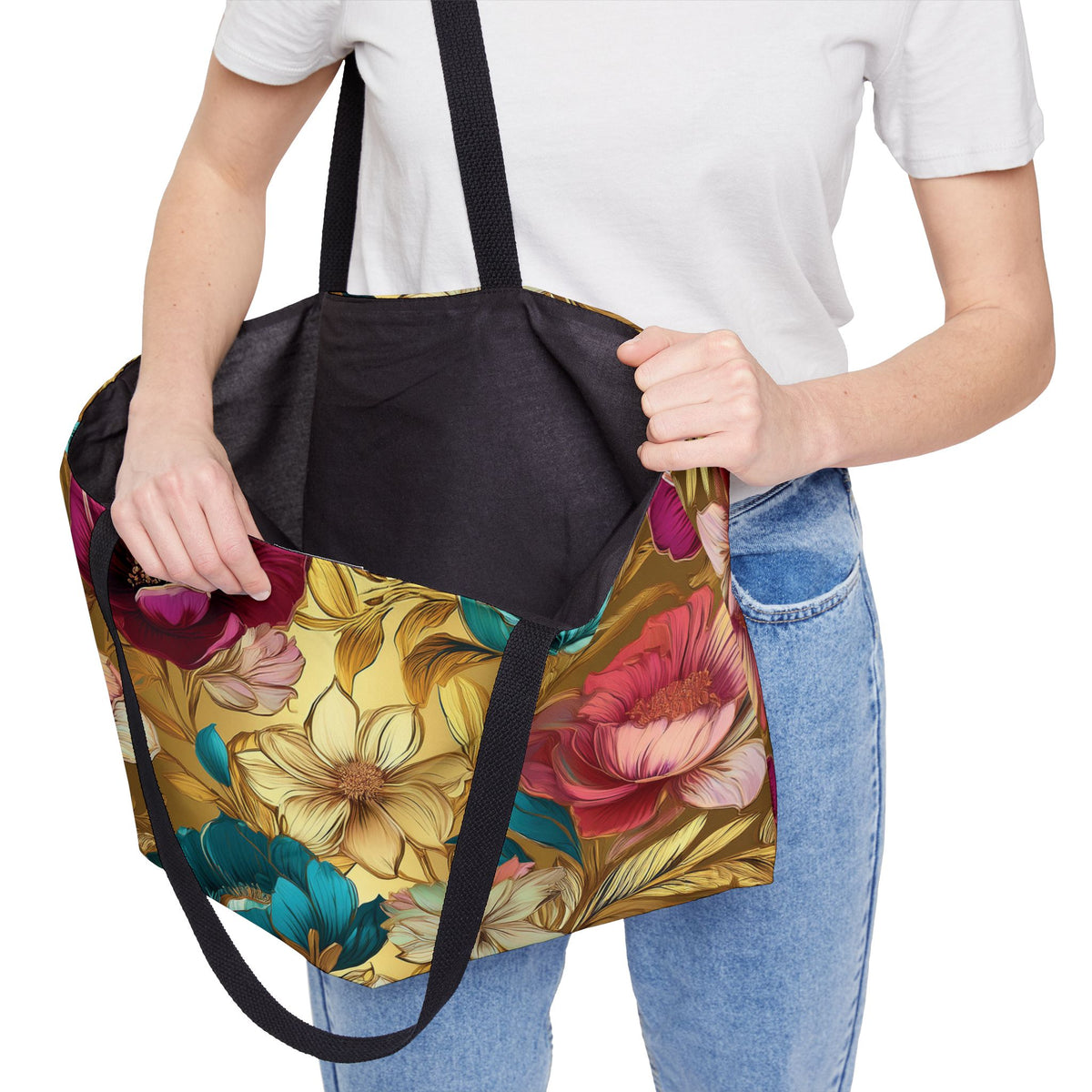 Floral Print Poly Canvas Weekender Bag 1