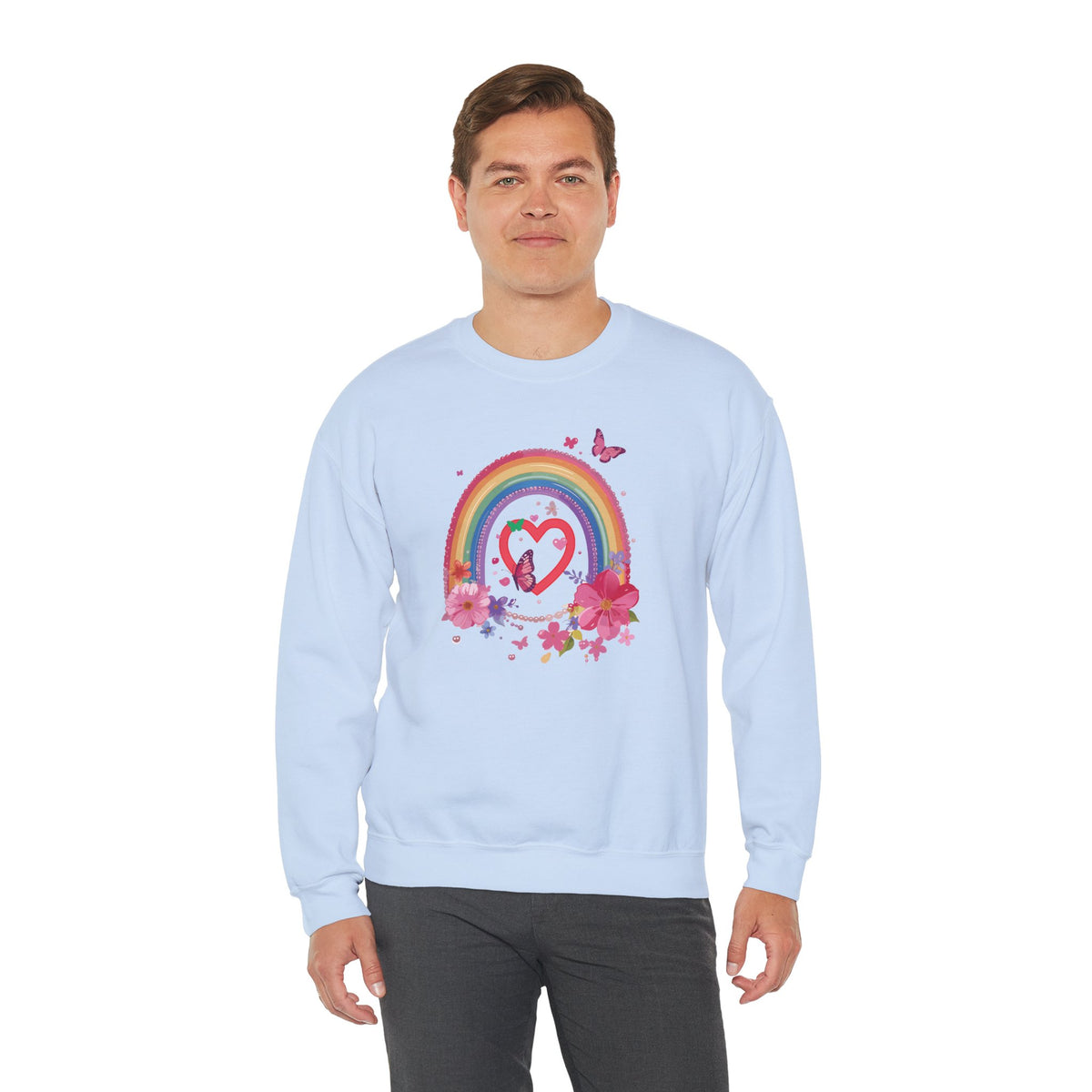 Rainbow Heart Sweatshirt, Floral Heart Sweatshirt, Floral Love Sweatshirt, Valentine's Day Sweatshirt, Rainbow Heart Floral Sweatshirt 112