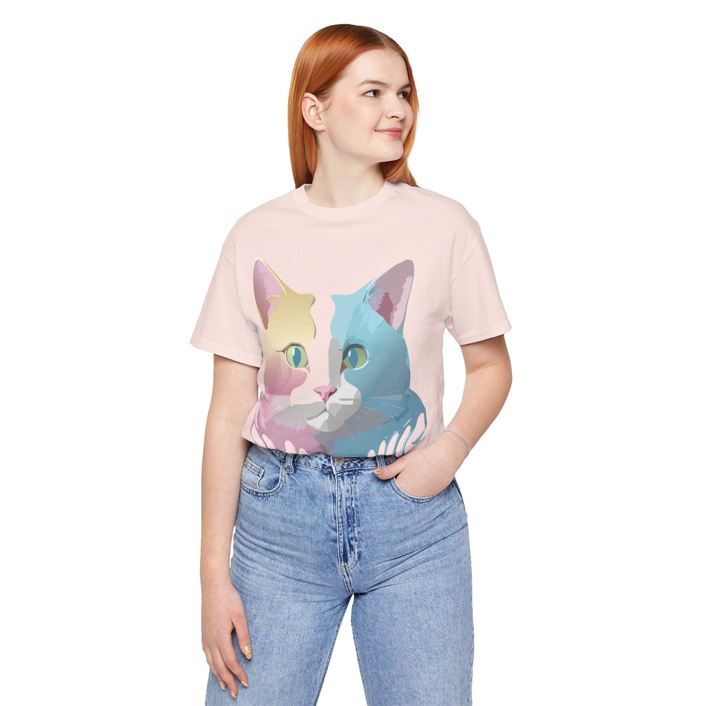 Cat Graphic Tee Unisex Short Sleeve Shirt Vintage Style Adelpha