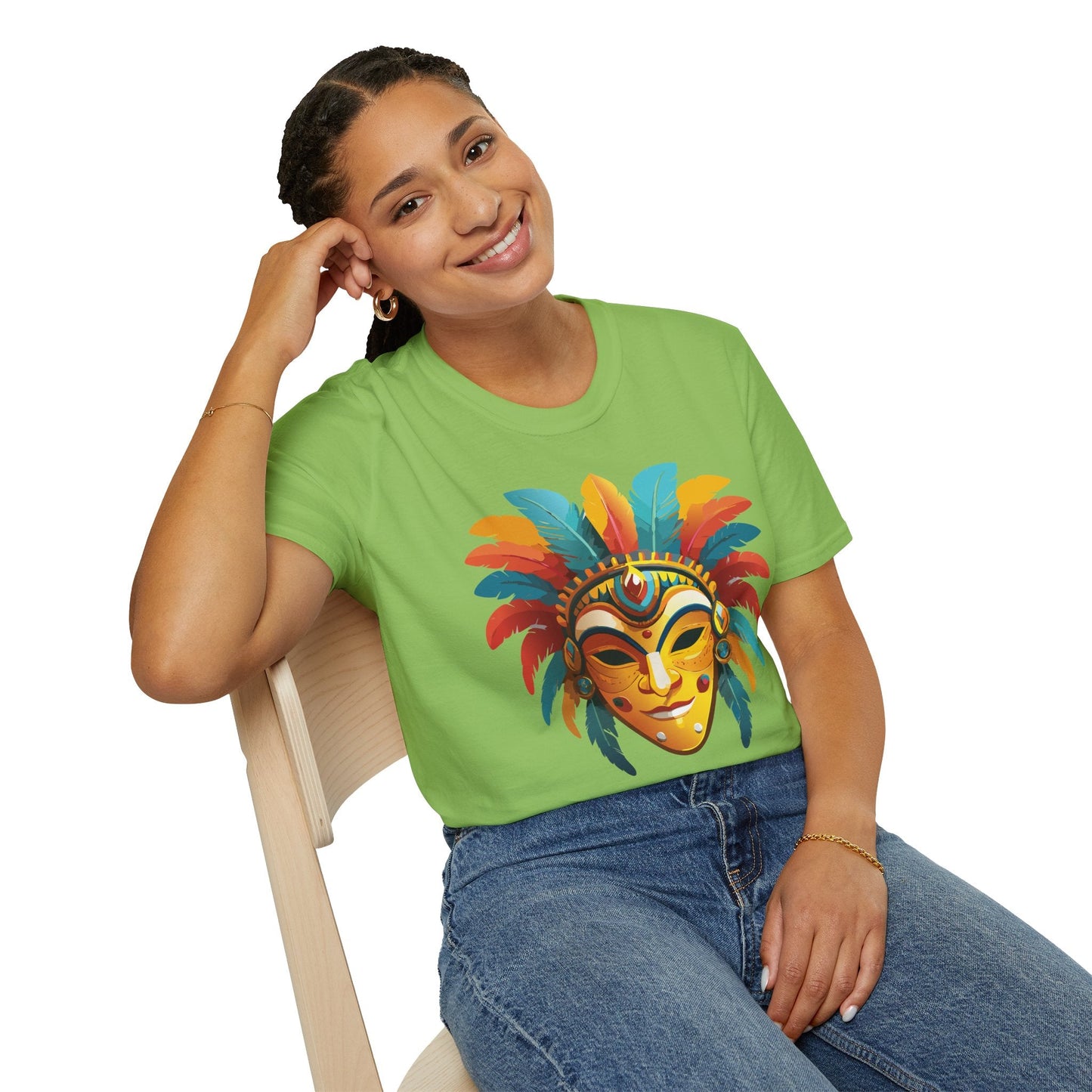 Mask Tee Shirt Unisex Masquerade Design Gildan Softstyle 100 Percent Cotton Tee for Everyday Comfort