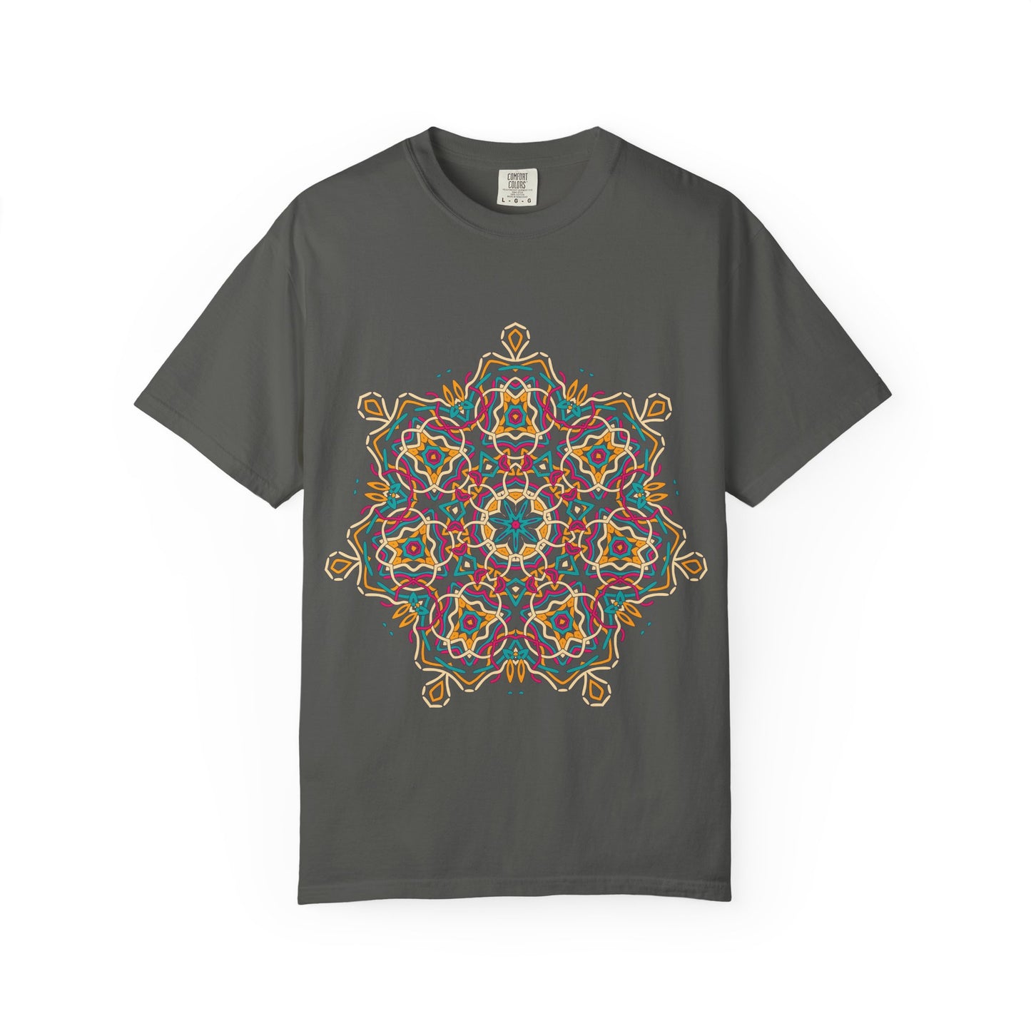 Unisex Garment Dyed Cotton T-Shirt with Mandala Graphic Design