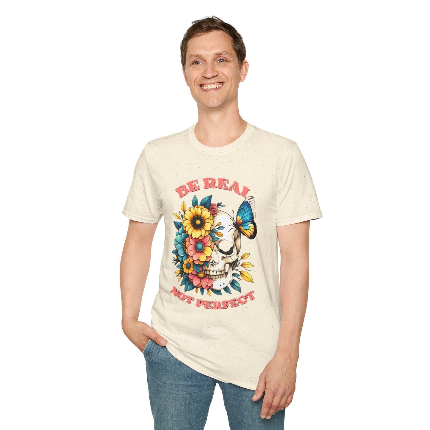 Gildan Skull Tee Shirt Unisex Skeleton Print Tee 100 Percent Ring Spun Cotton Softstyle