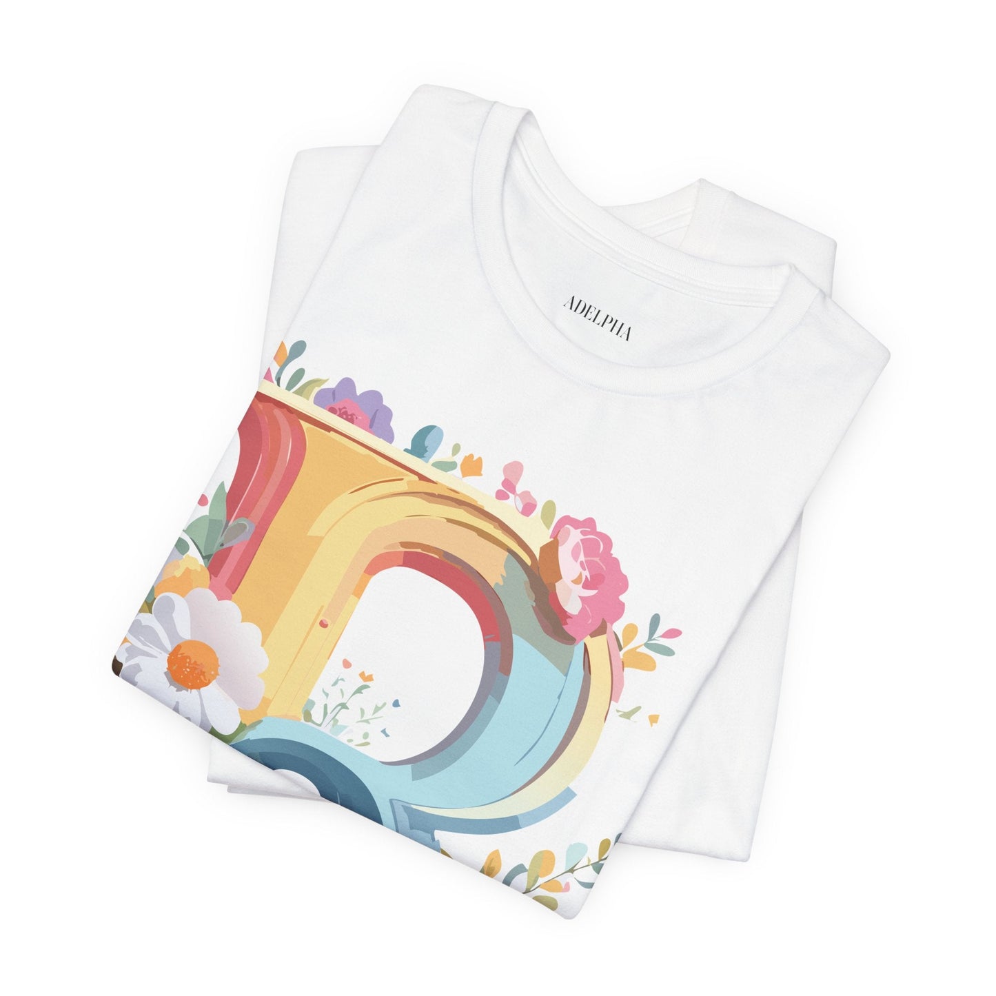 Adelpha Letter R Graphic Tee Unisex Short Sleeve Vintage Style Art Design Artwork Premium Fit