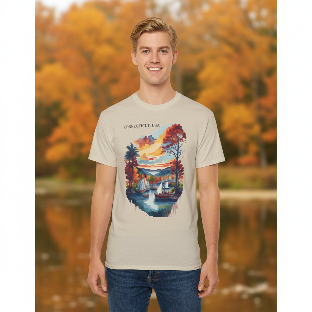 Connecticut Graphic Unisex Cotton T‑Shirt 1