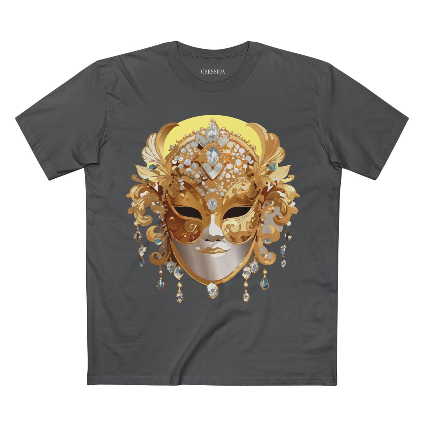 Carnival Mask Graphic T-Shirt Unisex 100 Cotton With Antique Gold Art Design Tee 7