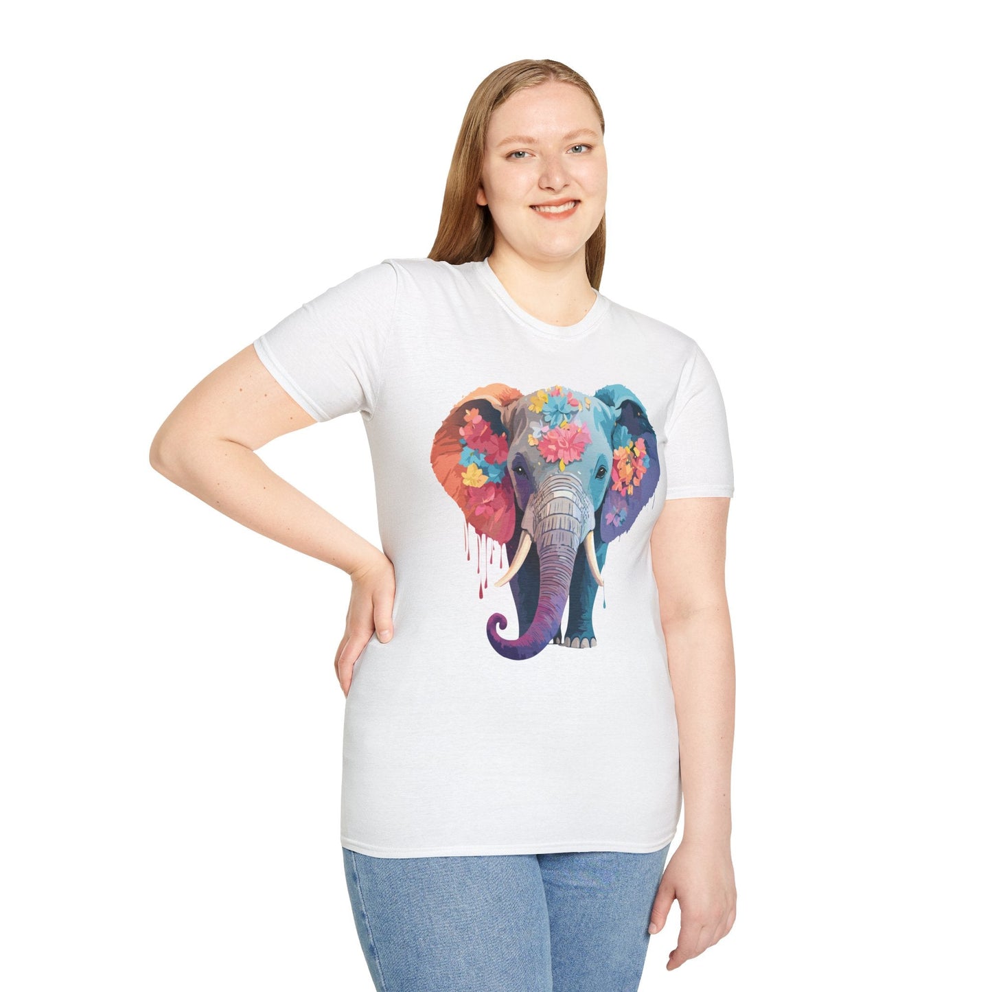 Unisex Elephant T Shirt Gildan SoftStyle 64000 100 Percent Ring Spun Cotton Tee Shirt