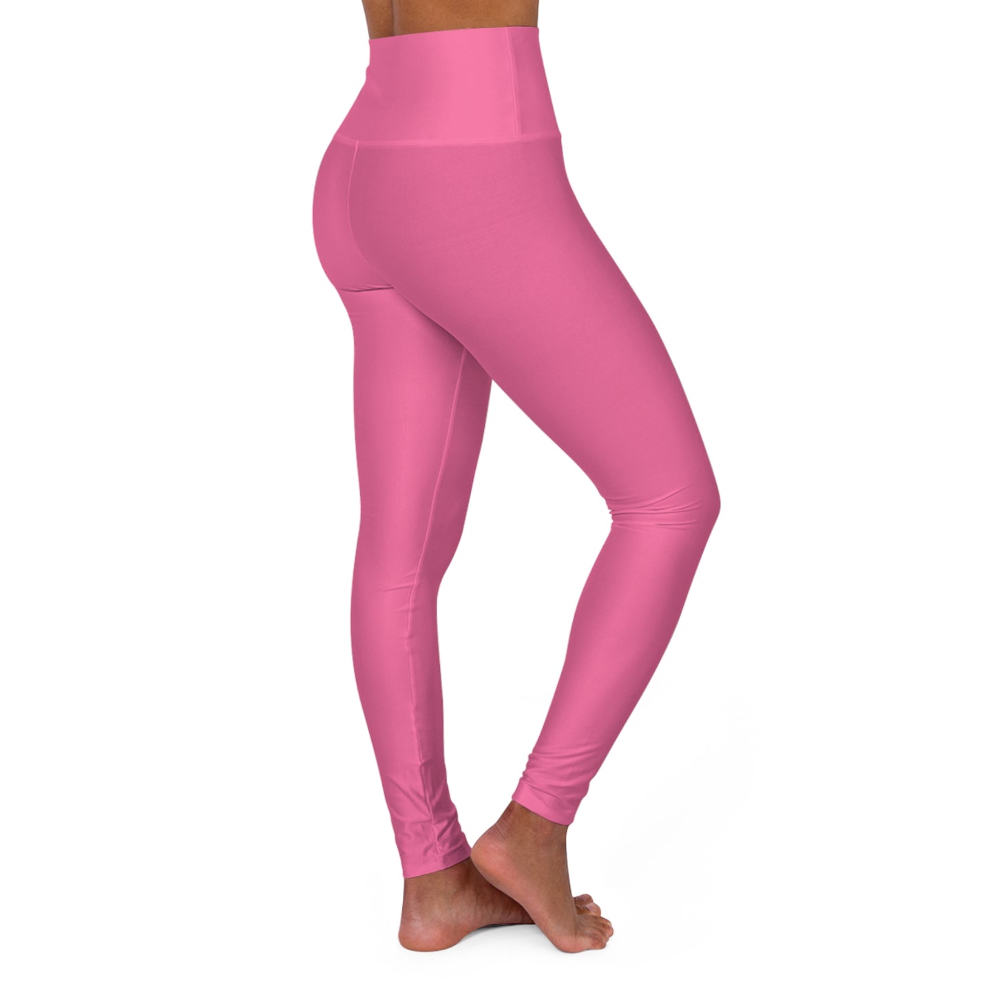 High-Waisted Rose Kiss Pink Yoga Leggings Women's Seamless Poly-Span Stretchy Pink Activewear Pants