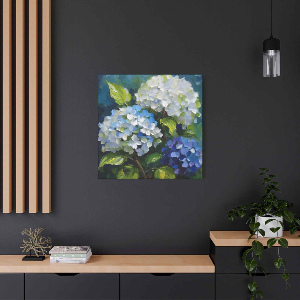 Hydrangeas Print Canvas, Flowers Oil Paint Print 20x20, 24x24, 30x30, 32x32, 36x36, Floral Art Design Print Non-Frame MC-30