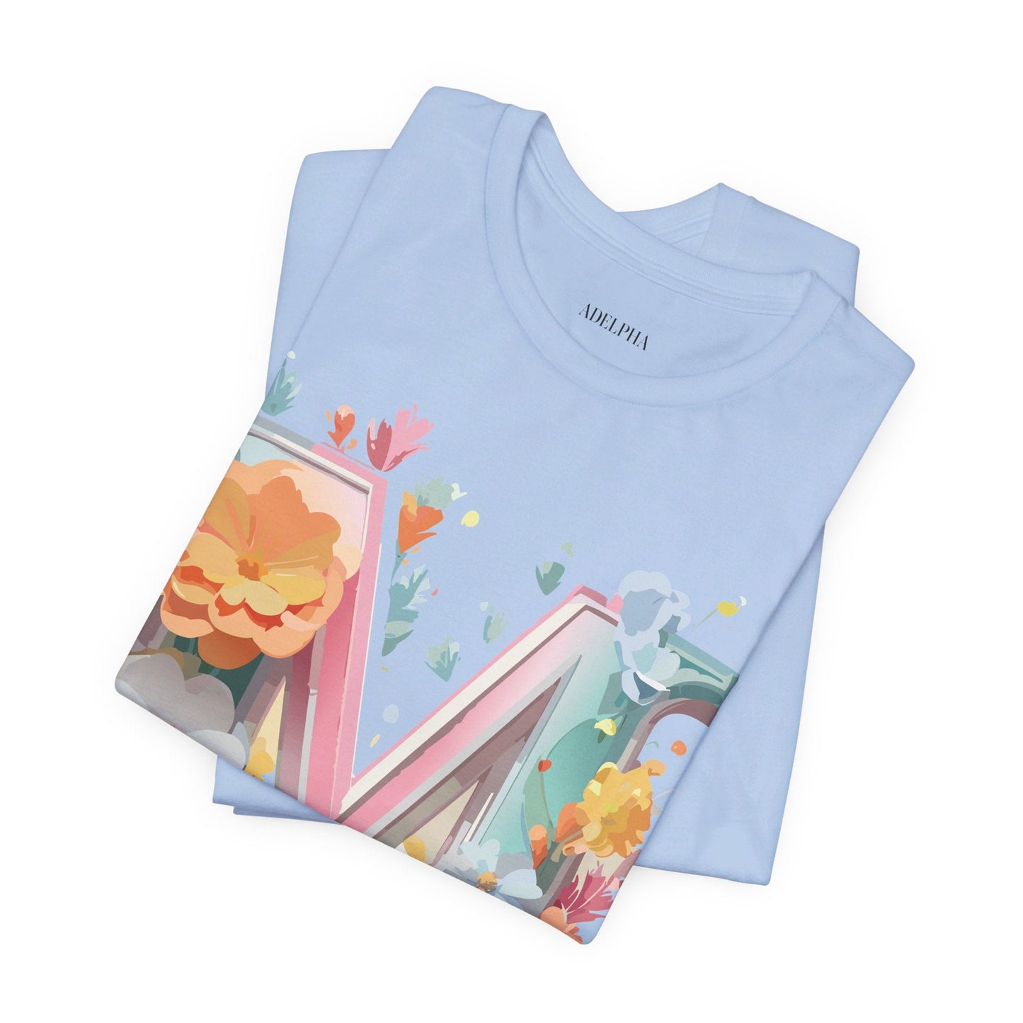 Letter M Graphic Tee Unisex Short Sleeve Shirt By Adelpha Vintage Artwork Design