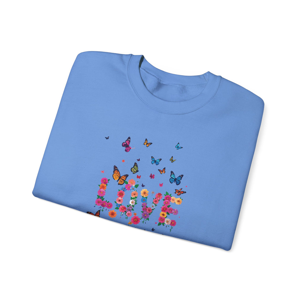 Unisex Floral Love Sweatshirt, Love Floral Sweatshirt, Floral Butterfly Sweatshirt, 50/50 Cotton-Poly Valentine's Day Sweatshirt 08
