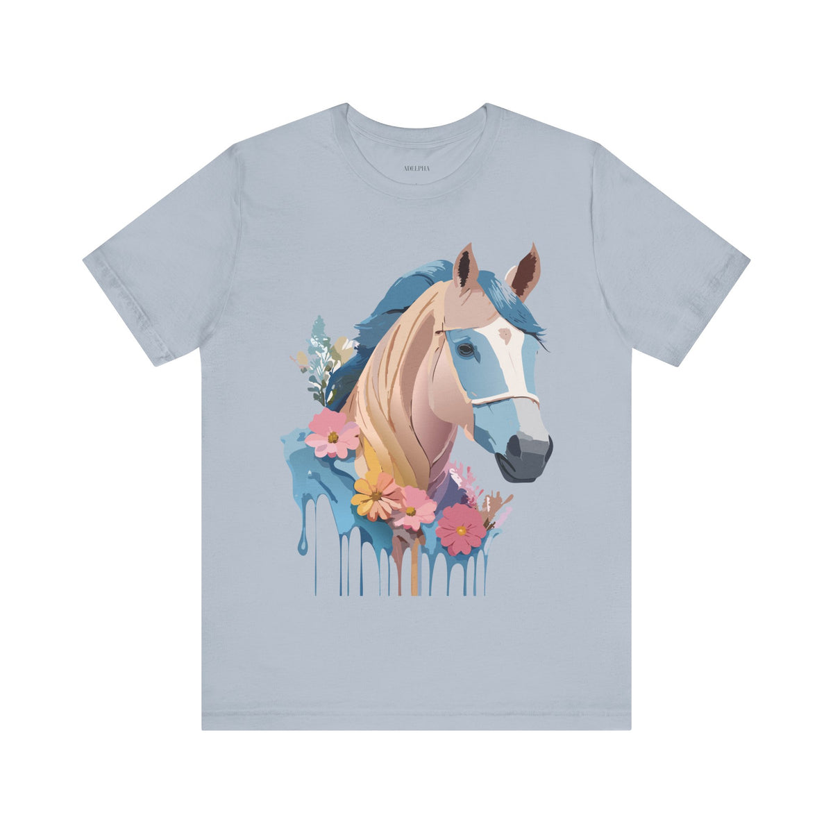 Horse Graphic Unisex Cotton Bella+Canvas Tee with Art Animal Design e308