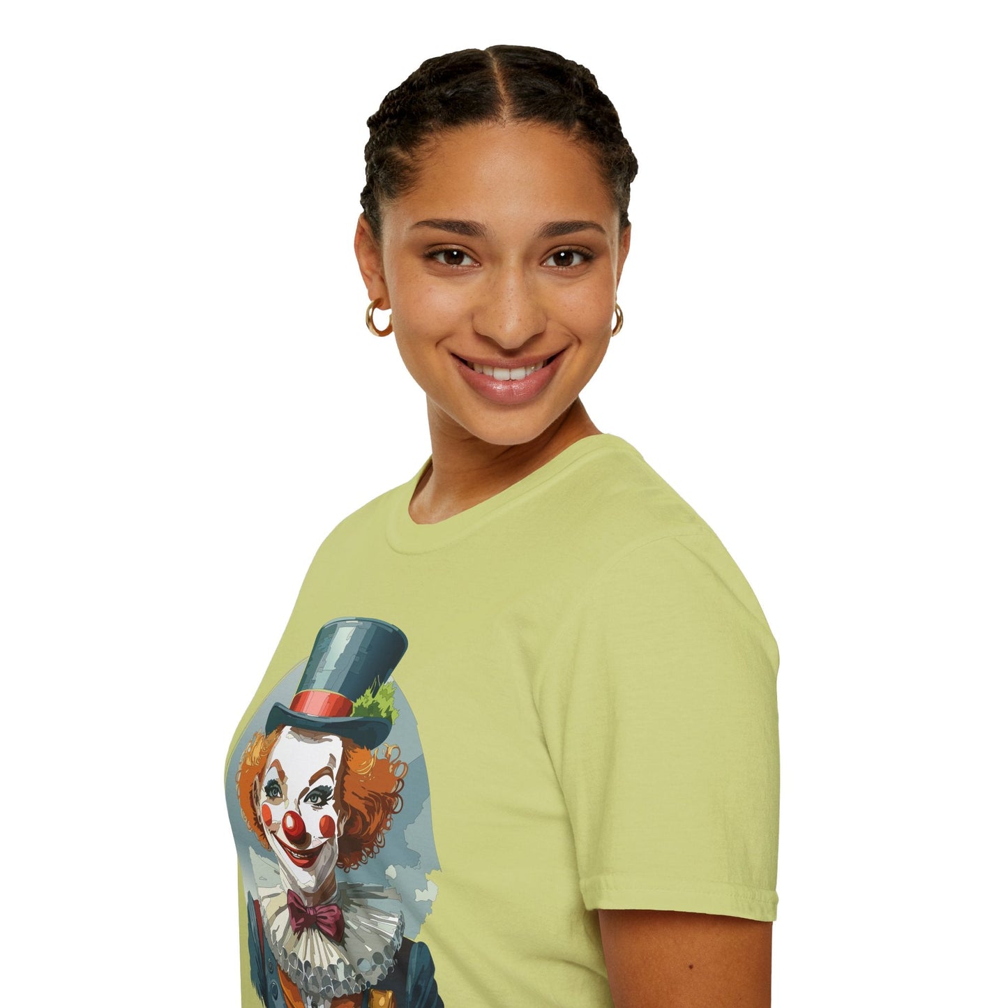 Unisex Clown Shirt Funny Man Circus Design Hundred Percent Ring Spun Cotton Gildan Softstyle Tee