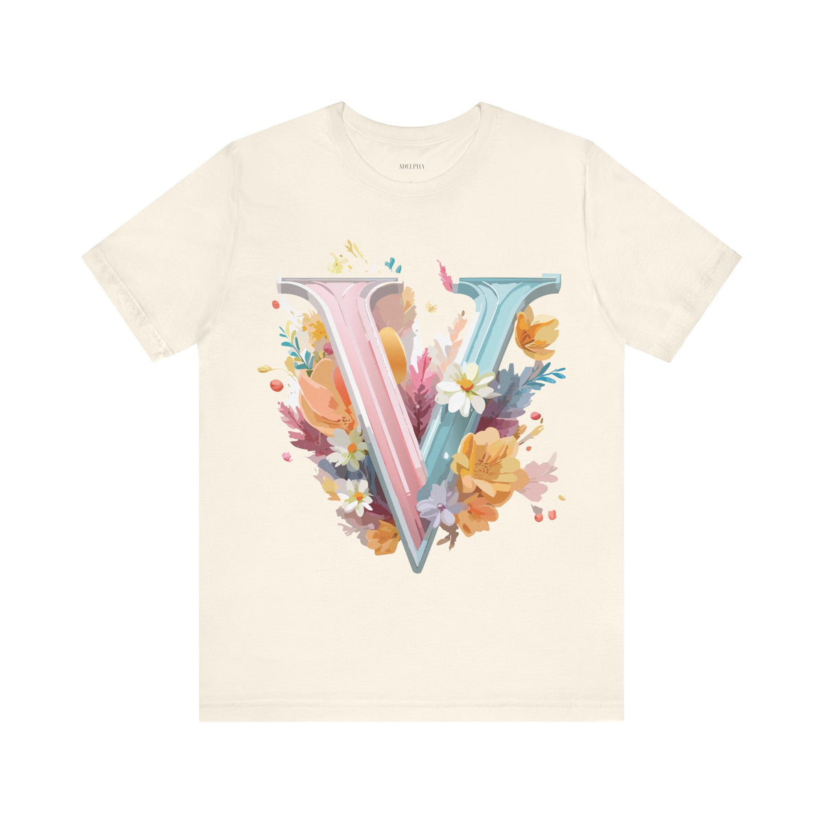 Letter V Graphic Unisex Cotton Bella+Canvas Tee with Art Letter Design