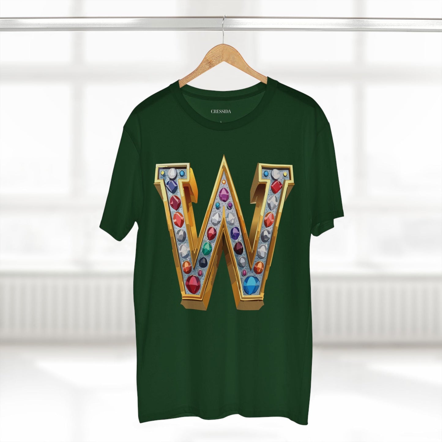 Letter W Graphic Design Tee Unisex 100 Cotton With Antique Gold Letters Artwork T-Shirt