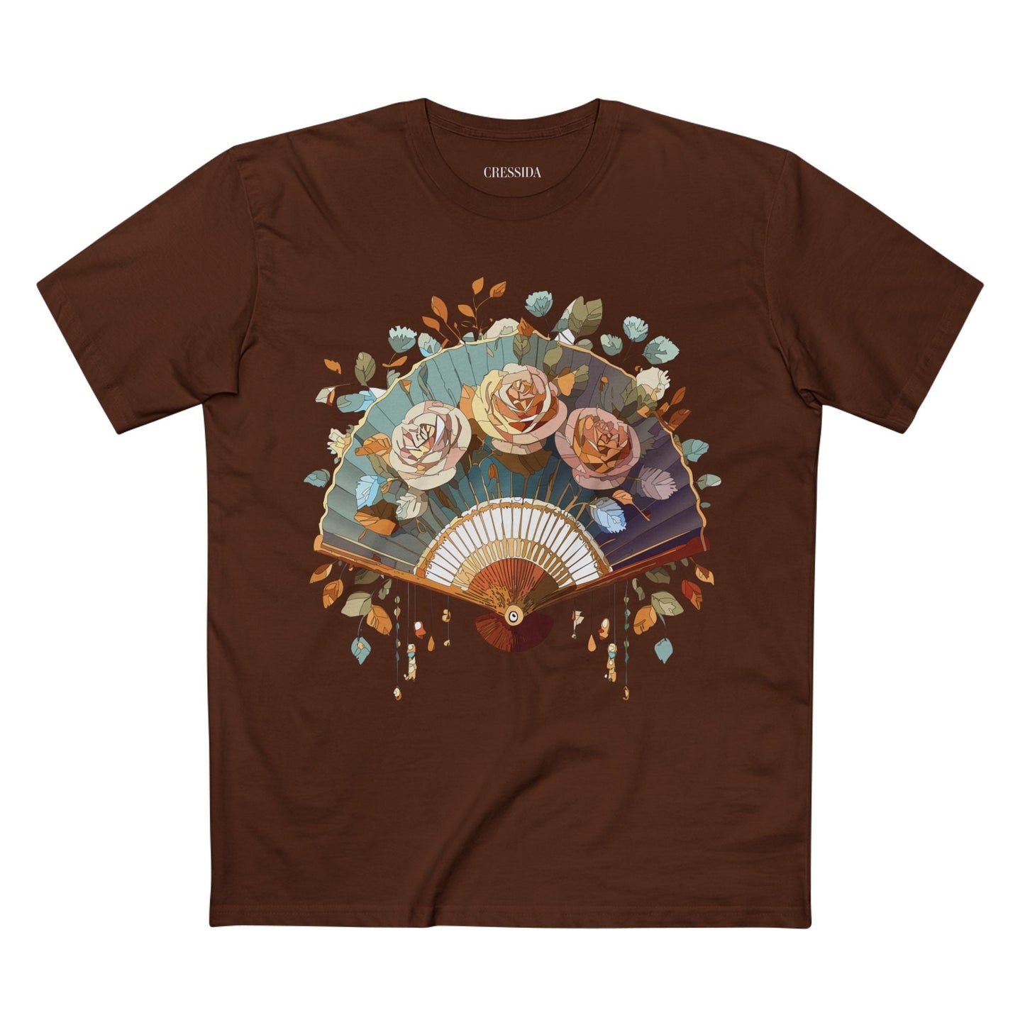 Antique Fan Graphic Design T-Shirt Unisex 100 Cotton Floral Carnival Artwork Tee 5