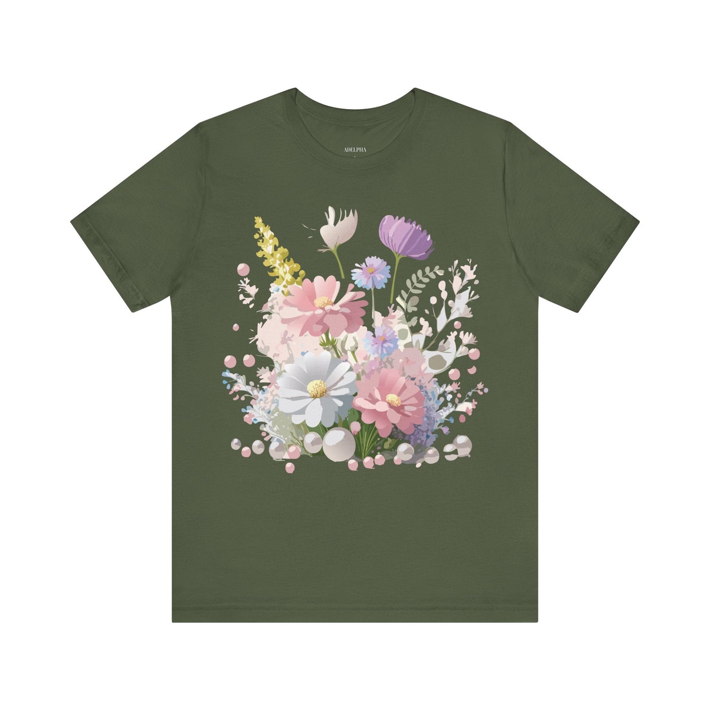 Adelpha Floral Graphic T Shirt Unisex Jersey Short Sleeve Art Design Vintage Inspired Premium