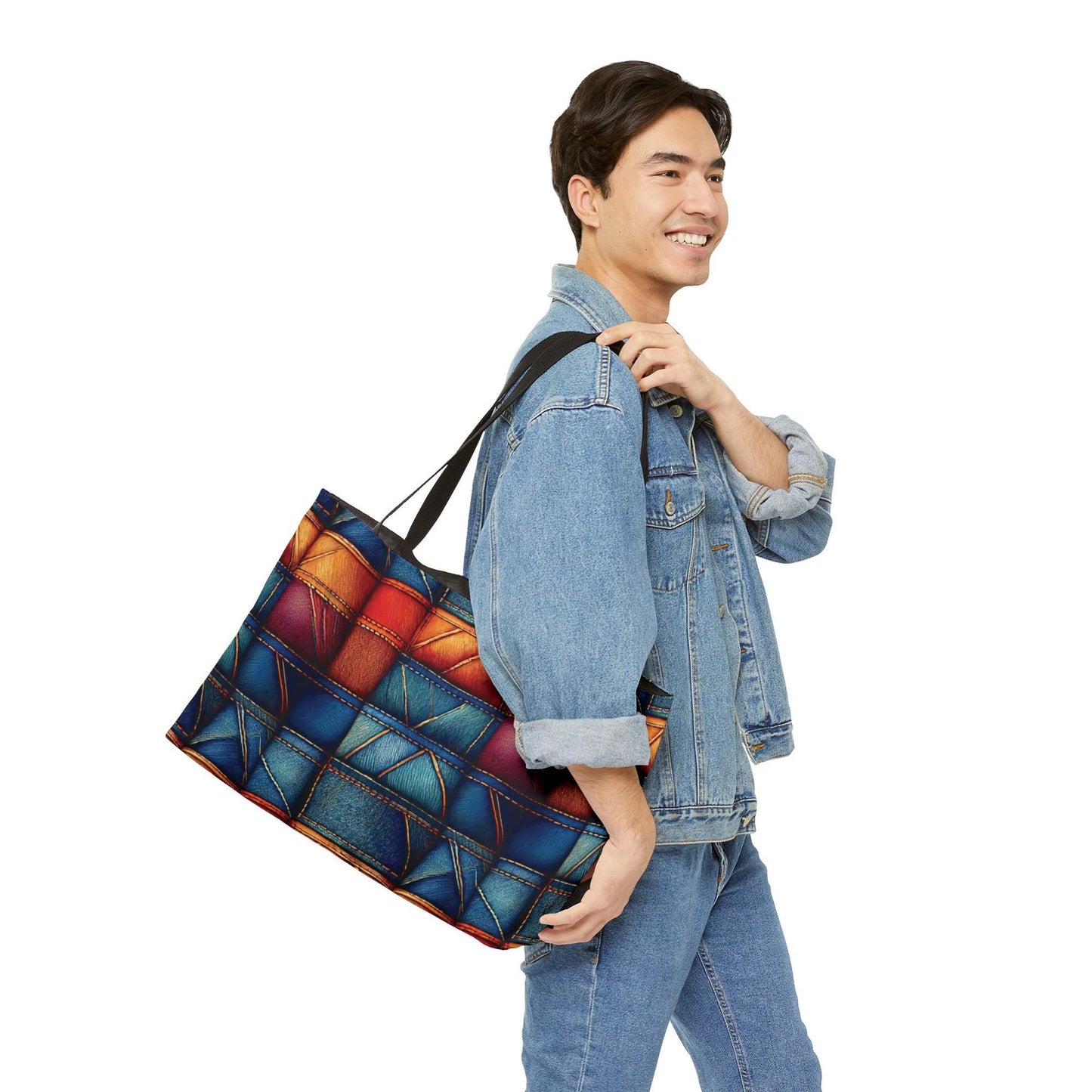 Denim Color Imitation Print Unisex  Weekender Bag  Spun Polyester 24x13 Canvas Bag 10