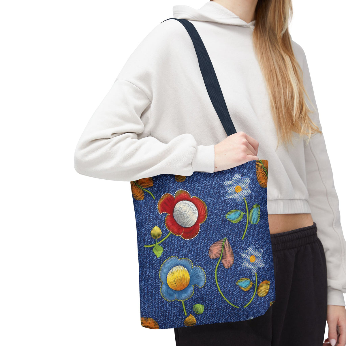 Denim Fabric Imitation Print Unisex Canvas Bag Poly Spun 3 Sizes Tote Bag 169