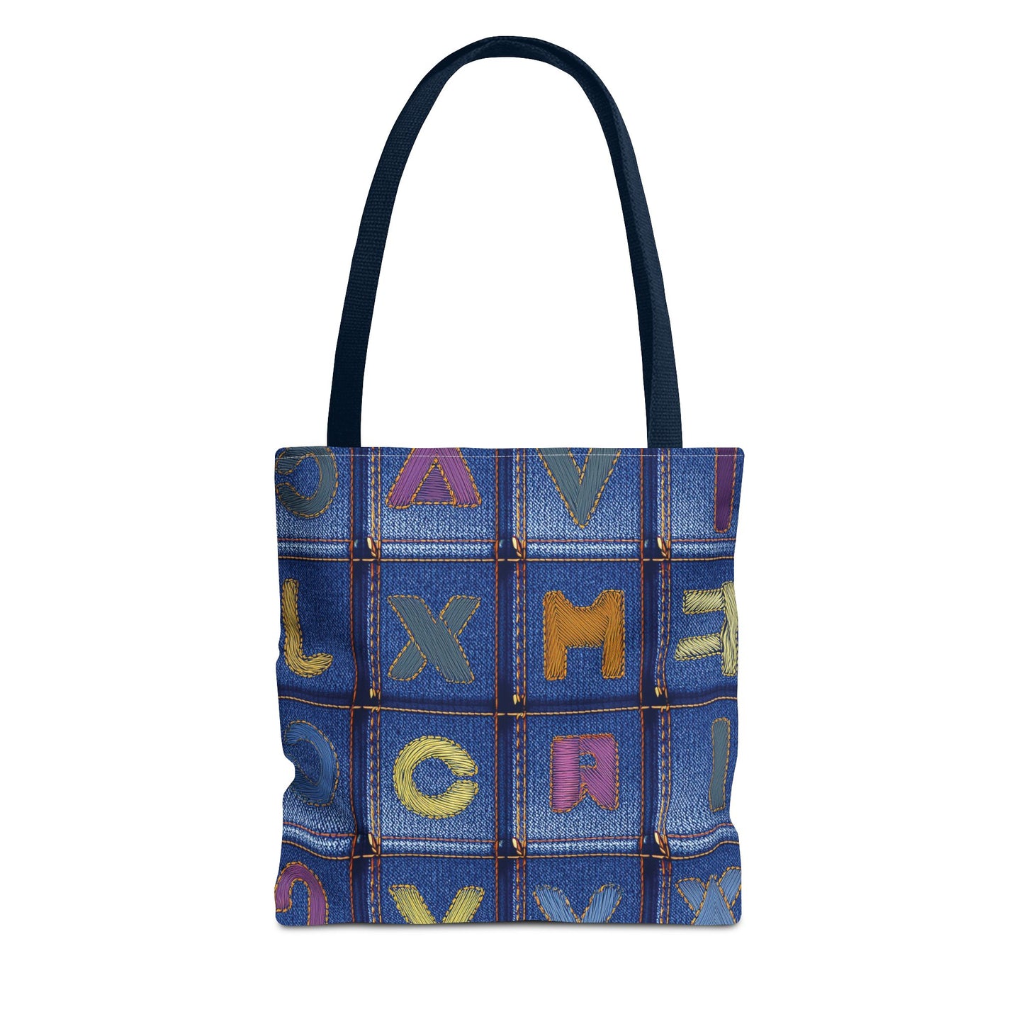 Denim Fabric Imitation Print Unisex Canvas Bag Poly Spun 3 Sizes Tote Bag 187-5