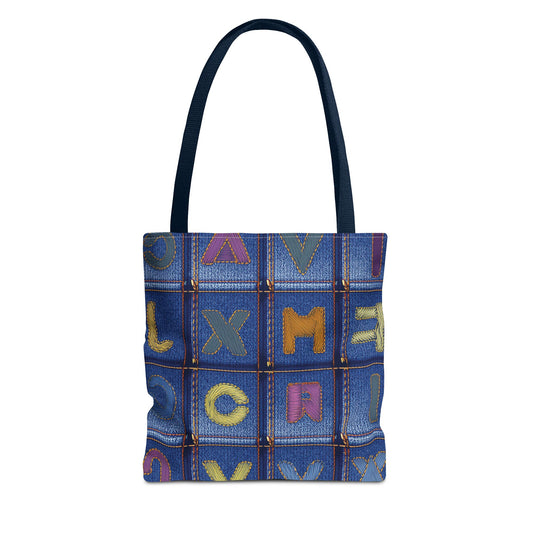 Denim Fabric Imitation Print Unisex Canvas Bag Poly Spun 3 Sizes Tote Bag 187-5