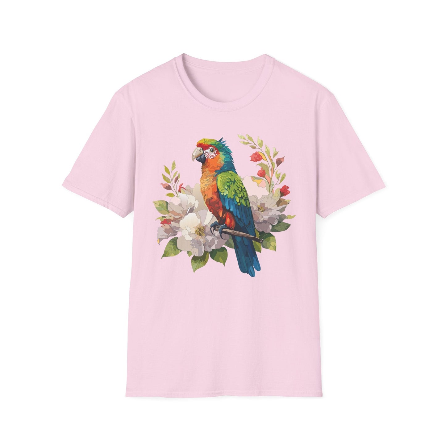 Floral Bird T Shirt Unisex Softstyle Gildan 64000 Graphic Tee With Animal Design