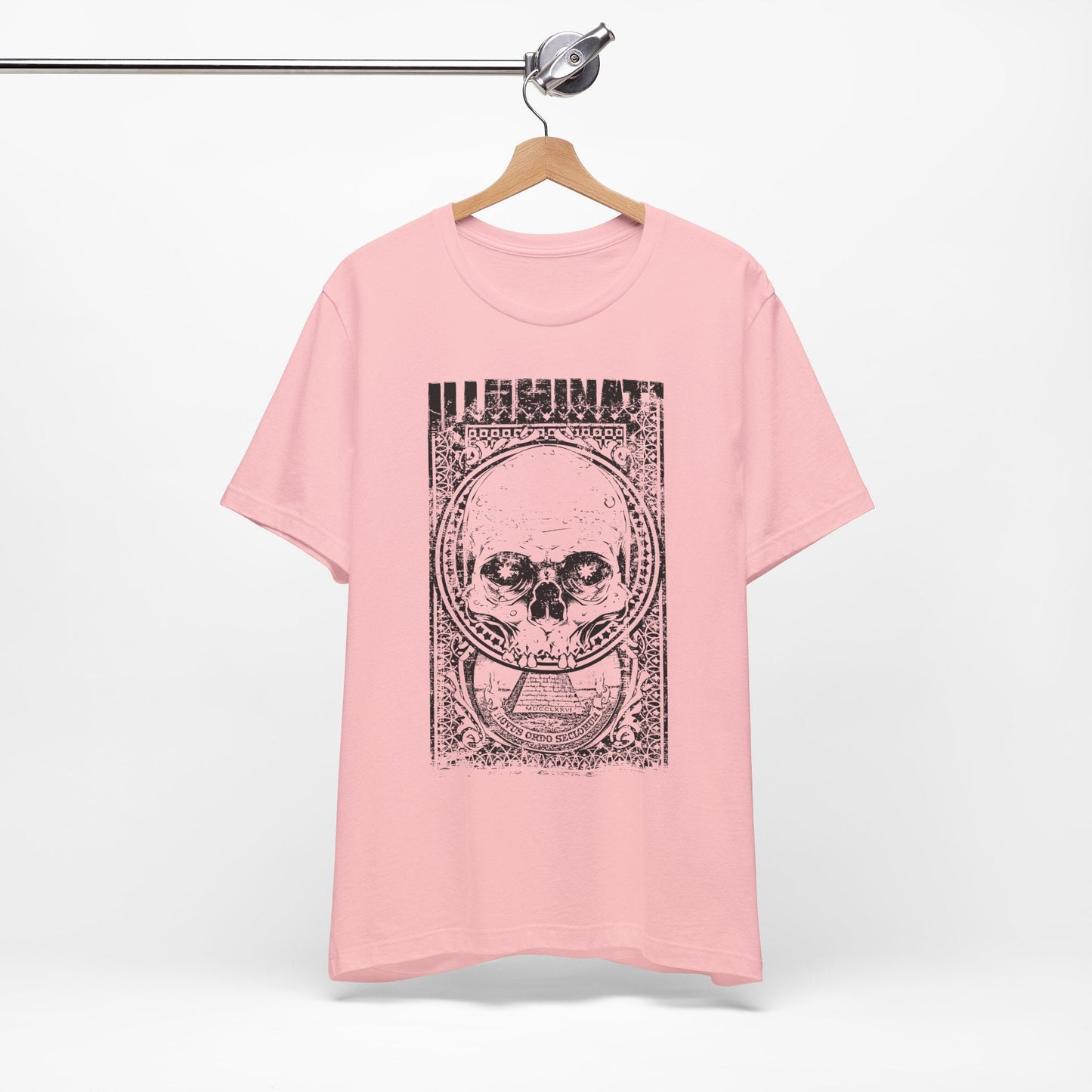 Skull Circle Graphic T-Shirt Vintage Etching Illustration Art Design Tee A-9