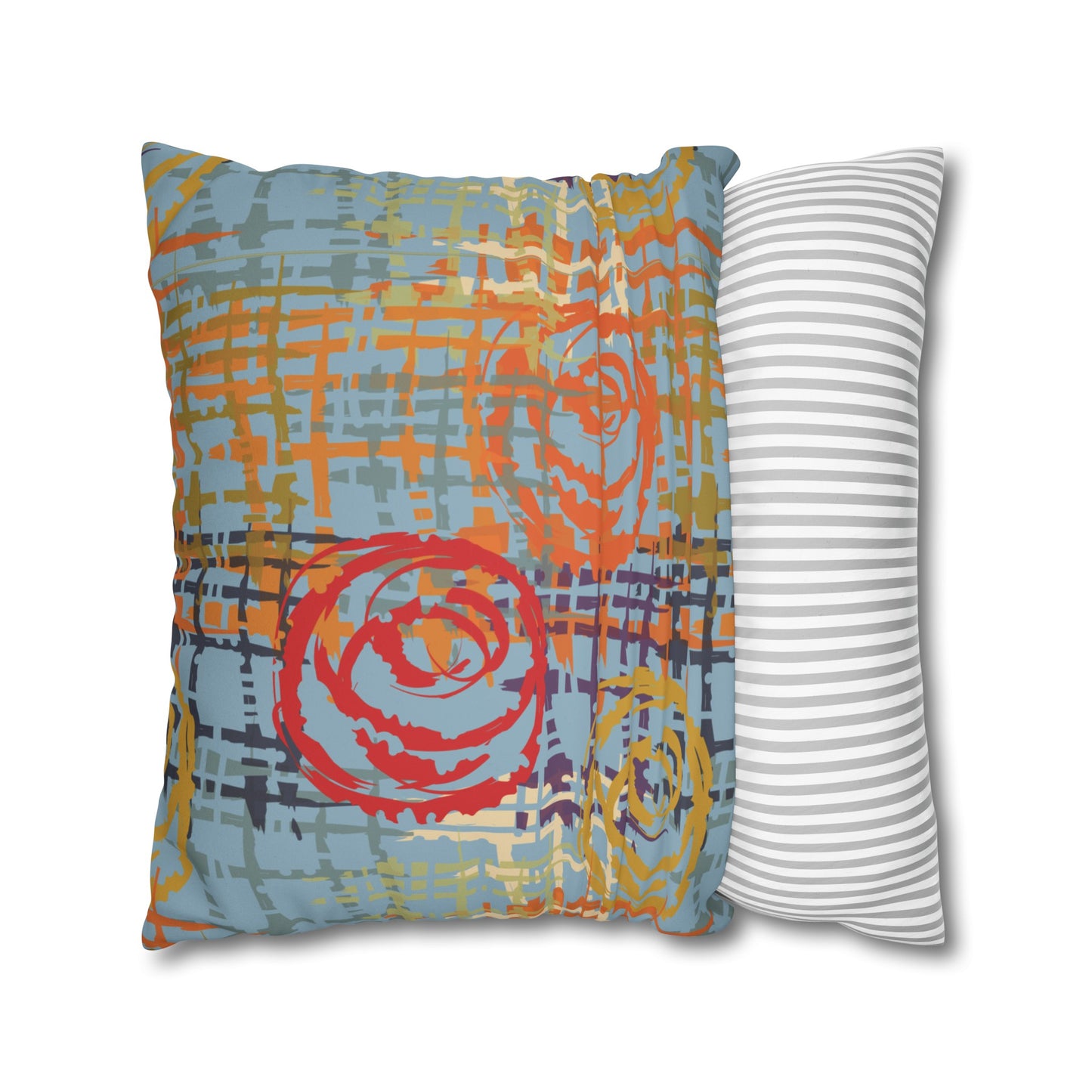 Faux Suede Pillowcase with Abstract print