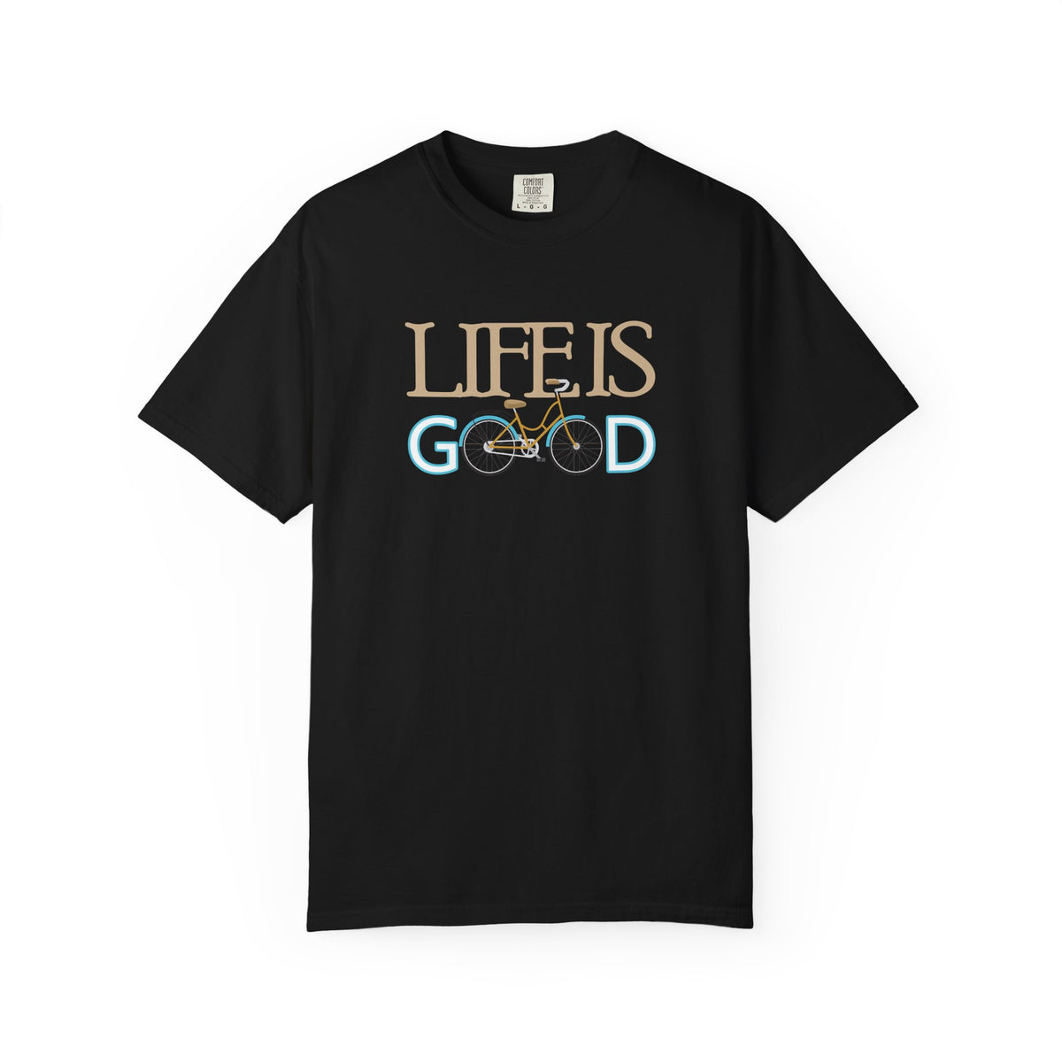 Life Is Good Bicycle Graphic Unisex Comfort Colors Garment-Dyed Heavyweight 100 Cotton Art Design T-Shirt w52
