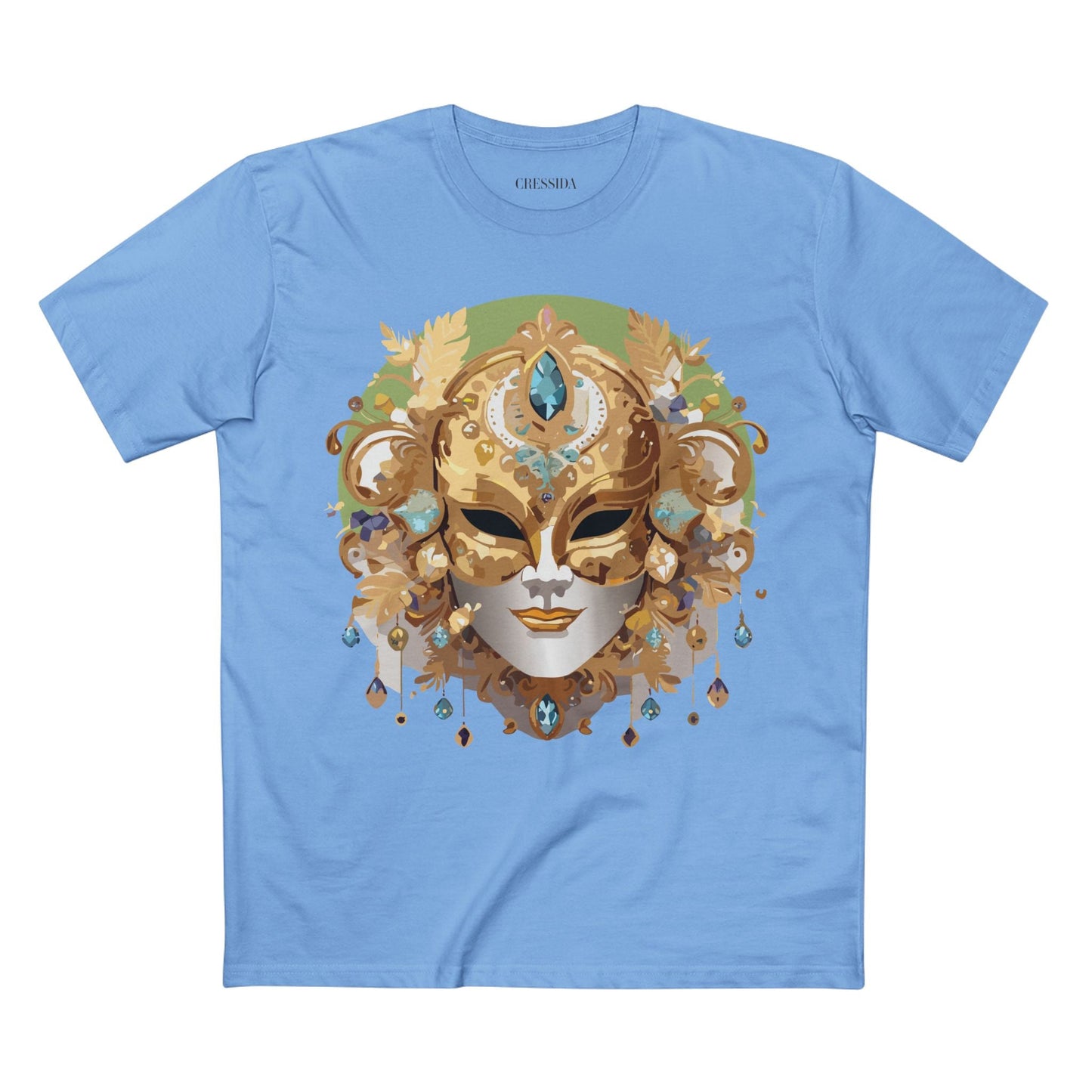 Carnival Mask Graphic T-Shirt Unisex 100 Cotton With Antique Gold Art Design Tee 11