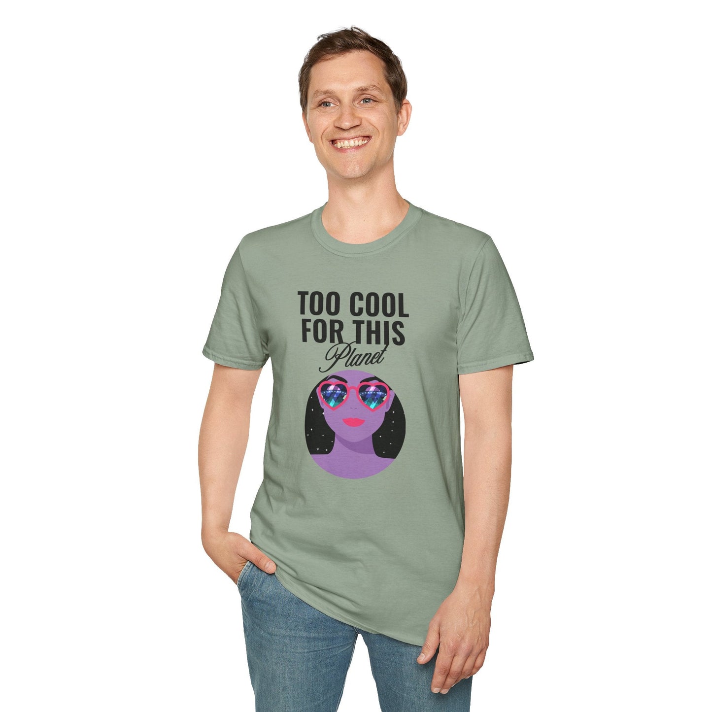 Too Cool For This Planet TShirt  Retro Alien Sunglasses Graphic Tee