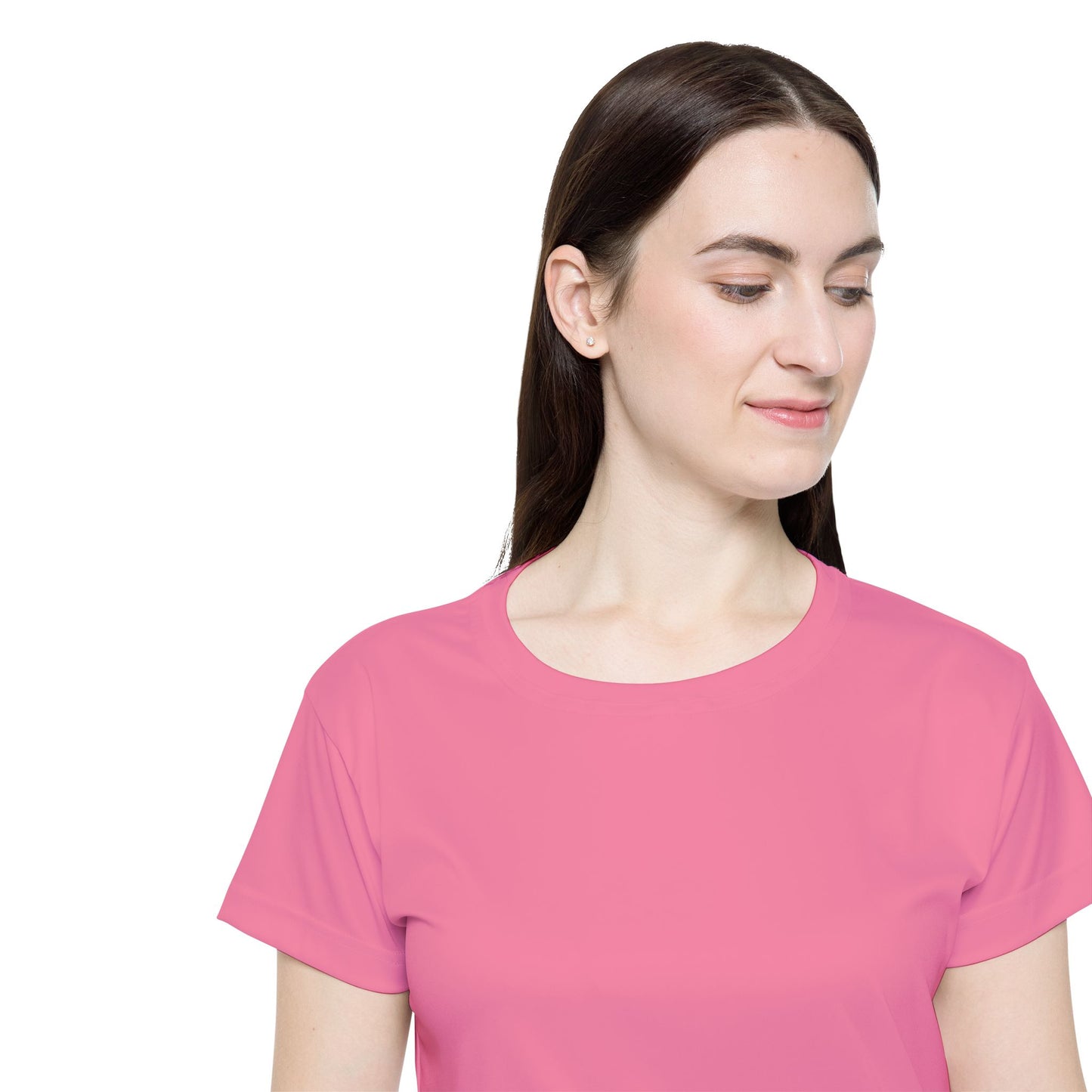 Bubblegum Tint Pink Women's Sports Jersey Short Sleeves 100% Poly Solid Pink Color Print Athletic Tee