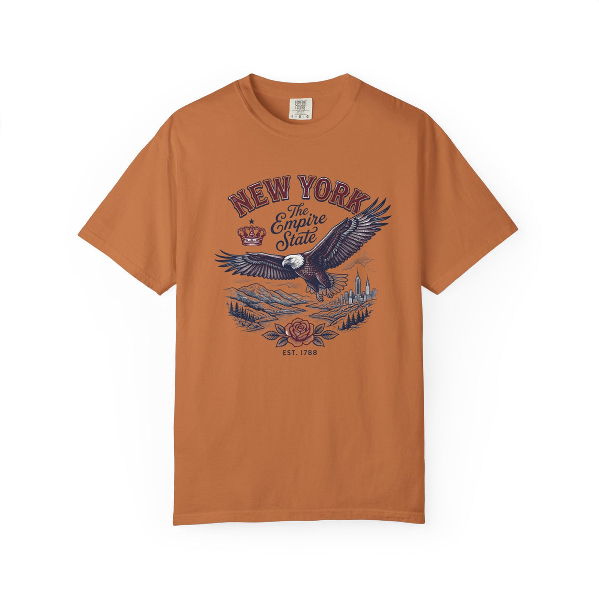 New York Empire State Eagle Vintage Travel Tourist Graphic Gift Tee Unisex 100 Cotton Comfort Colors T-Shirt
