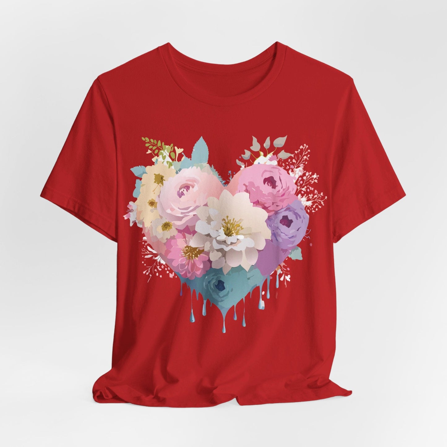 Valentine Day Graphic Unisex 100 Cotton Vintage Artwork with Love and Flower Design Tee 26