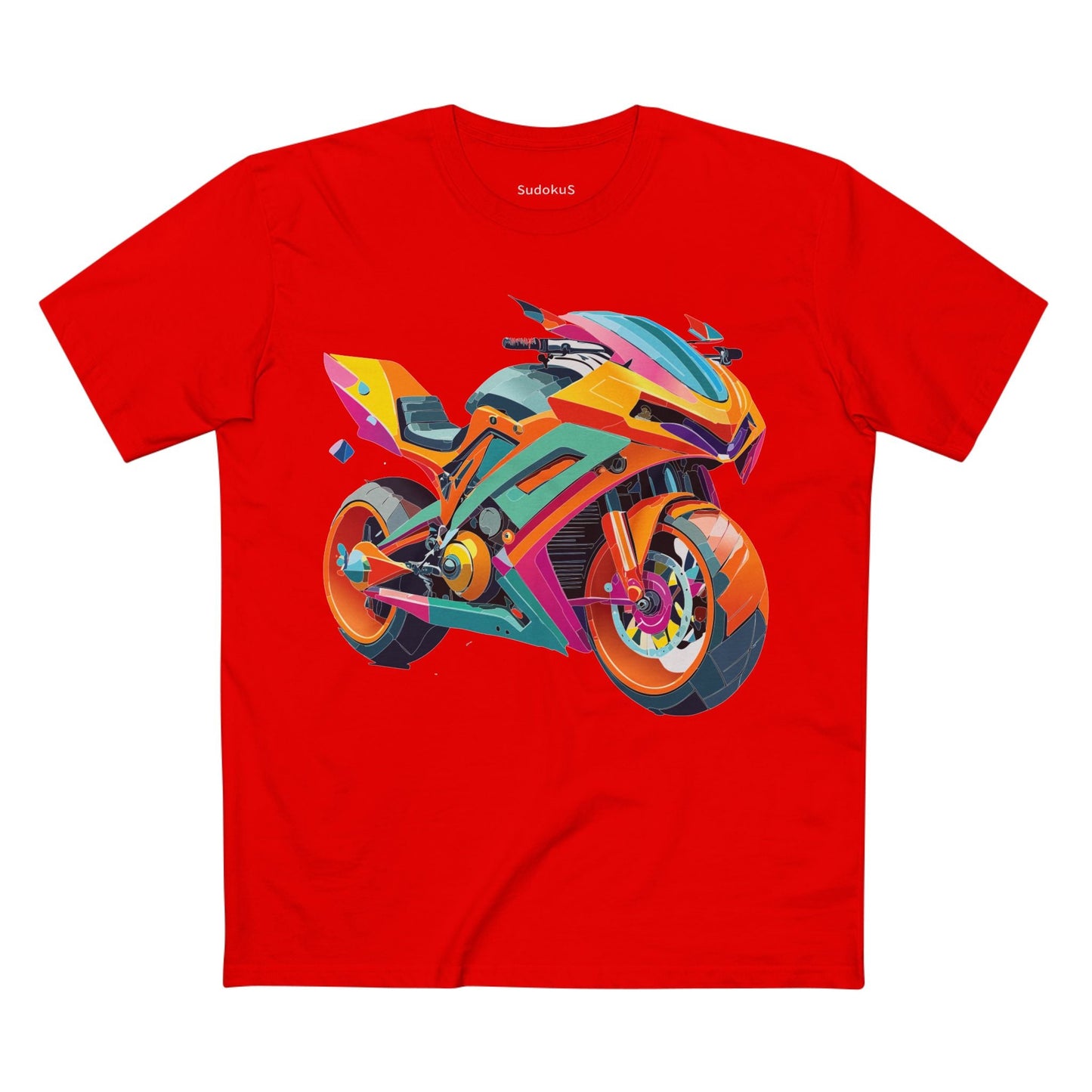 Moto Bike Graphic Unisex 100 Cotton Staple Tee 6
