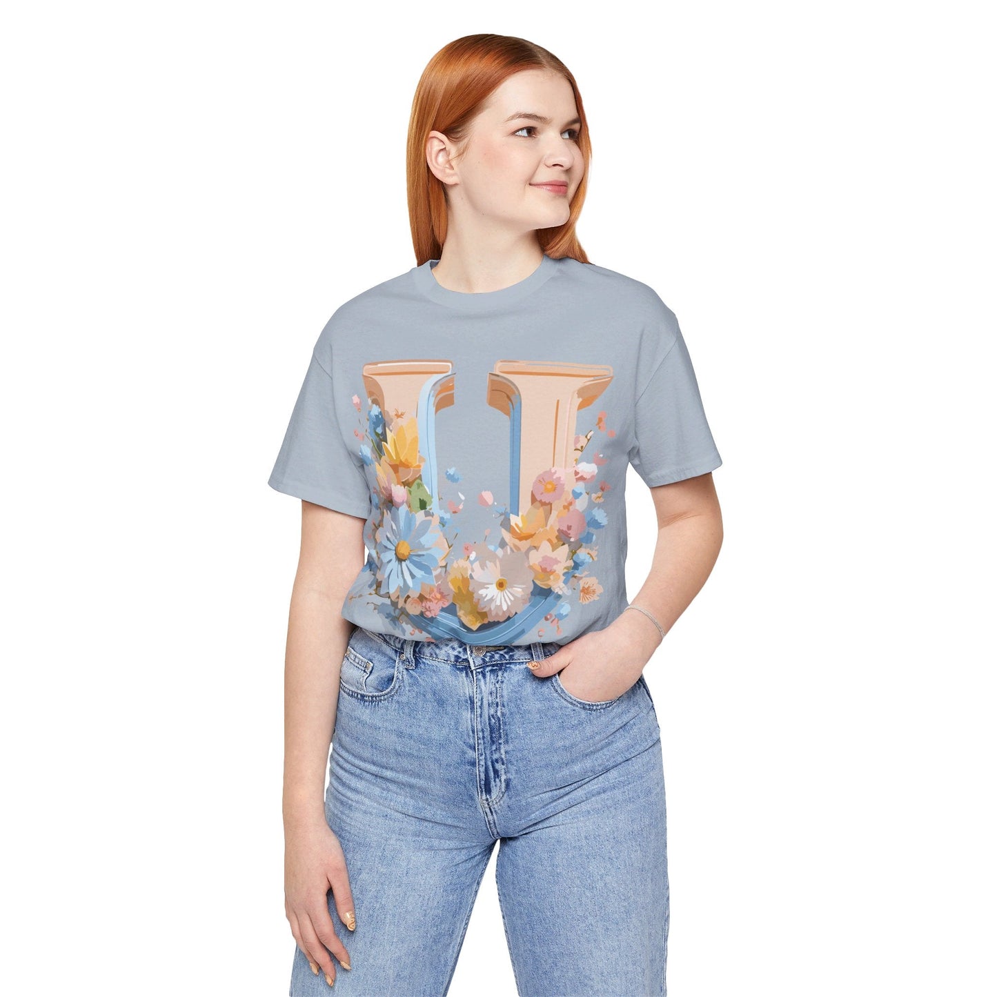 Letter U Shirt Unisex Graphic Tee By Adelpha Vintage Inspired Short Sleeve Art Design