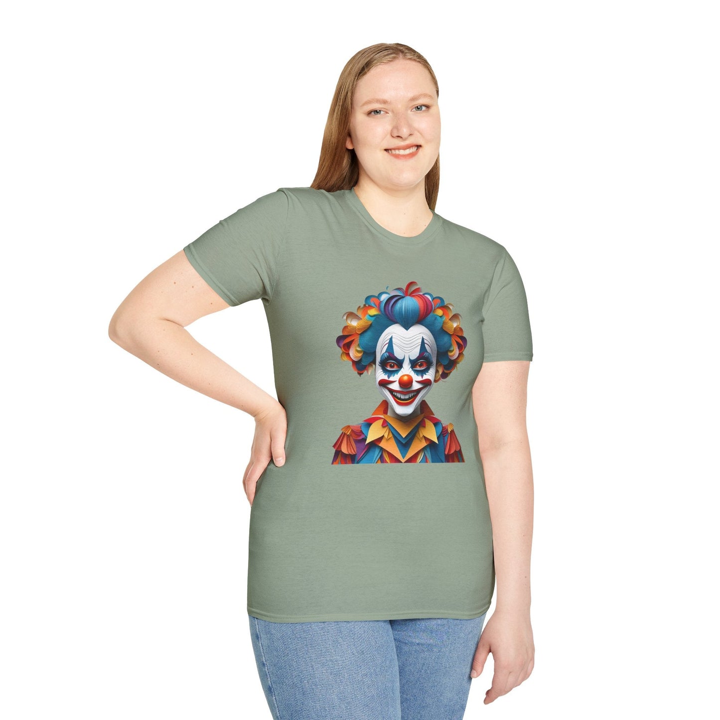 Clown Shirt Unisex T Shirt Short Sleeve Funny Man Circus Tee Gildan Softstyle 64000