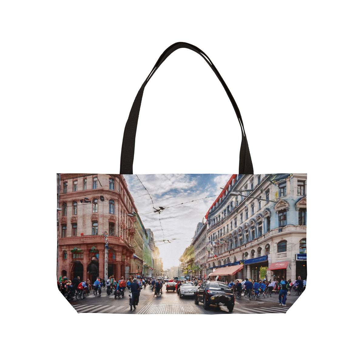 City Street Photo Print Big Bag  100% Spun Poly 24x13 Canvas Art Bag C-01