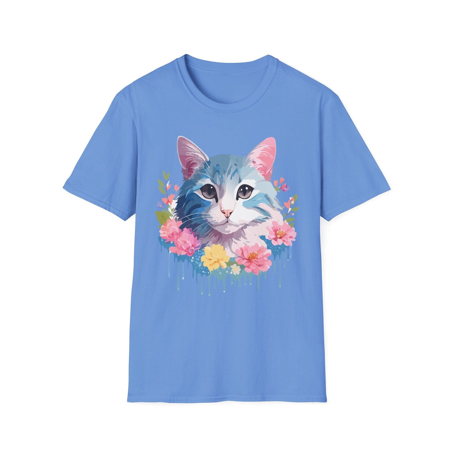 Cat Shirt Unisex Cat Tee Kitten Print Gildan Softstyle 64000