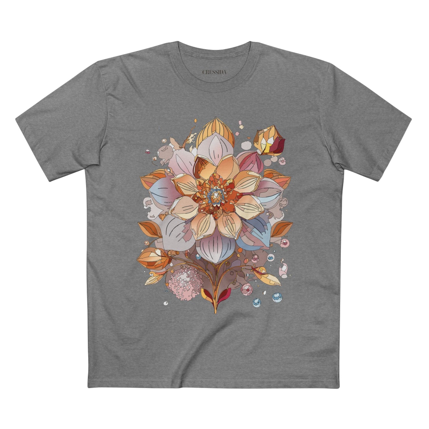 Floral Graphic T-Shirt Unisex 100 Cotton Art Design with Antique Flowers Tee 5