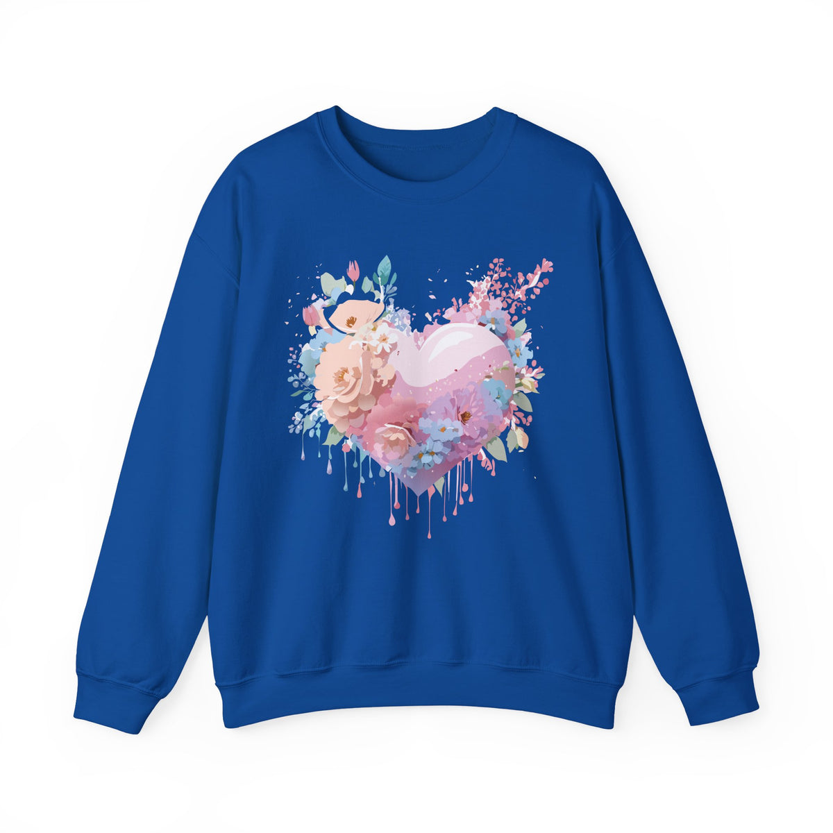 Floral Heart Love Graphic Valentine's Day Sweatshirt Unisex 50/50 Cotton-Poly Sweatshirt w24